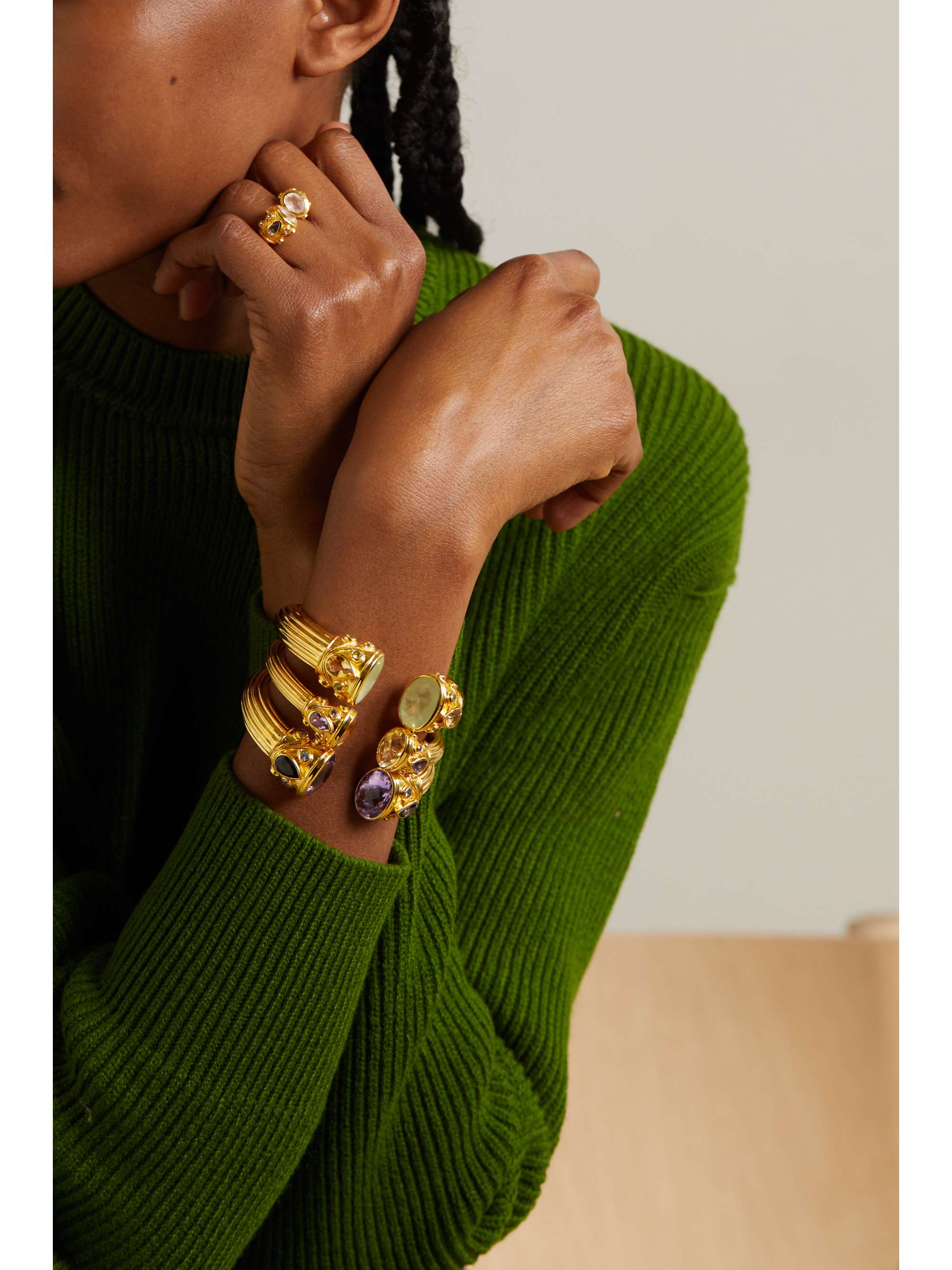 AMRAPALI LONDON Gold-plated multi-stone cuff