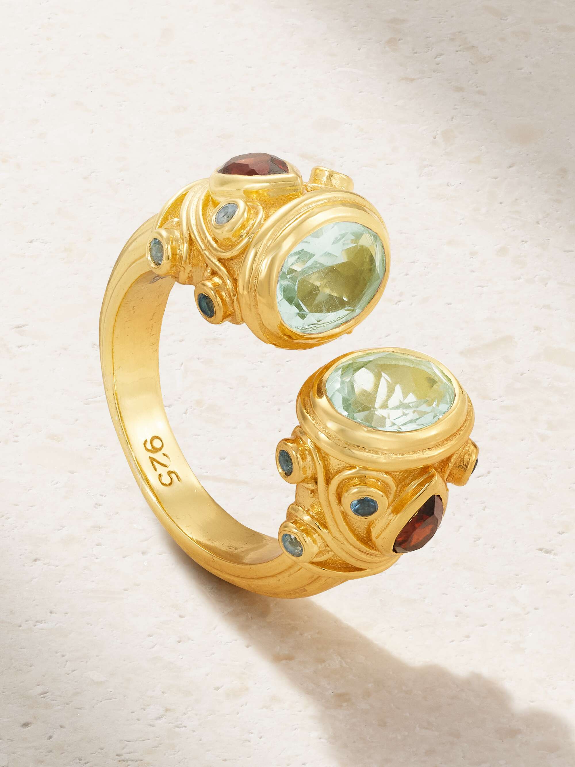 Gold plated multi stone ring
