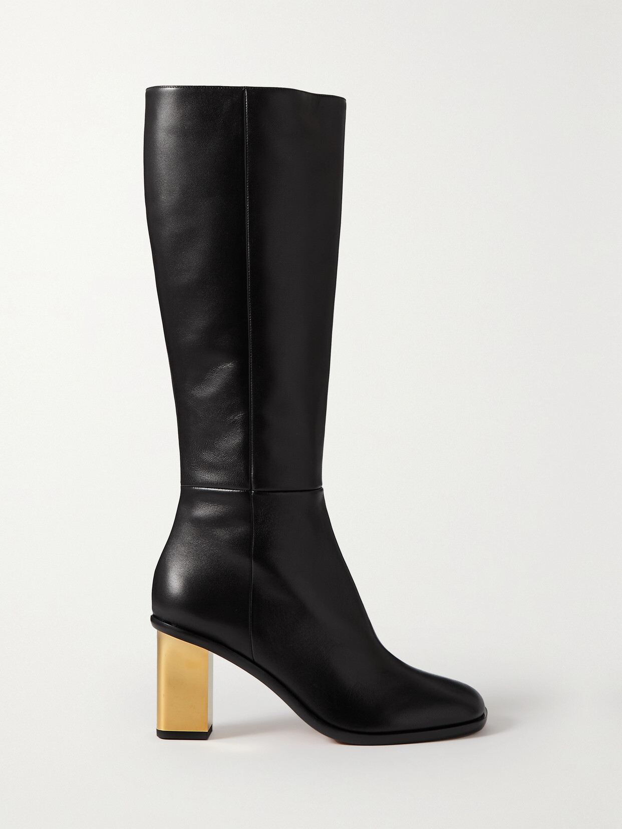 Chloé Leather Knee-high Boots With Metallic Effect Heel 8 Cm In Black