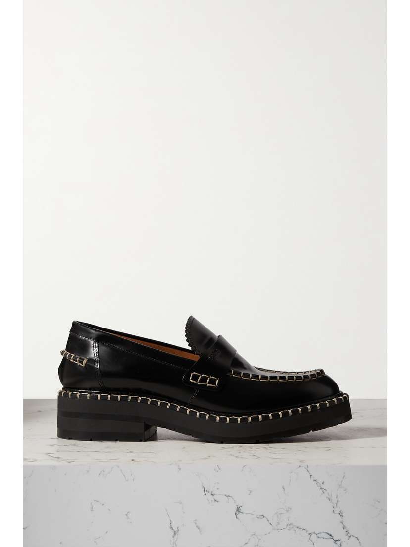 Chloé Noua Whipstitched Leather Loafers