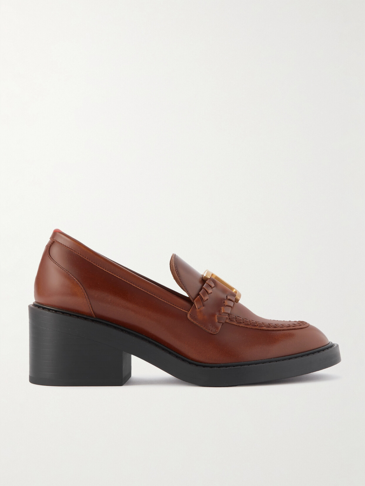 Chloé Marcie Embellished Leather Loafers In Brown