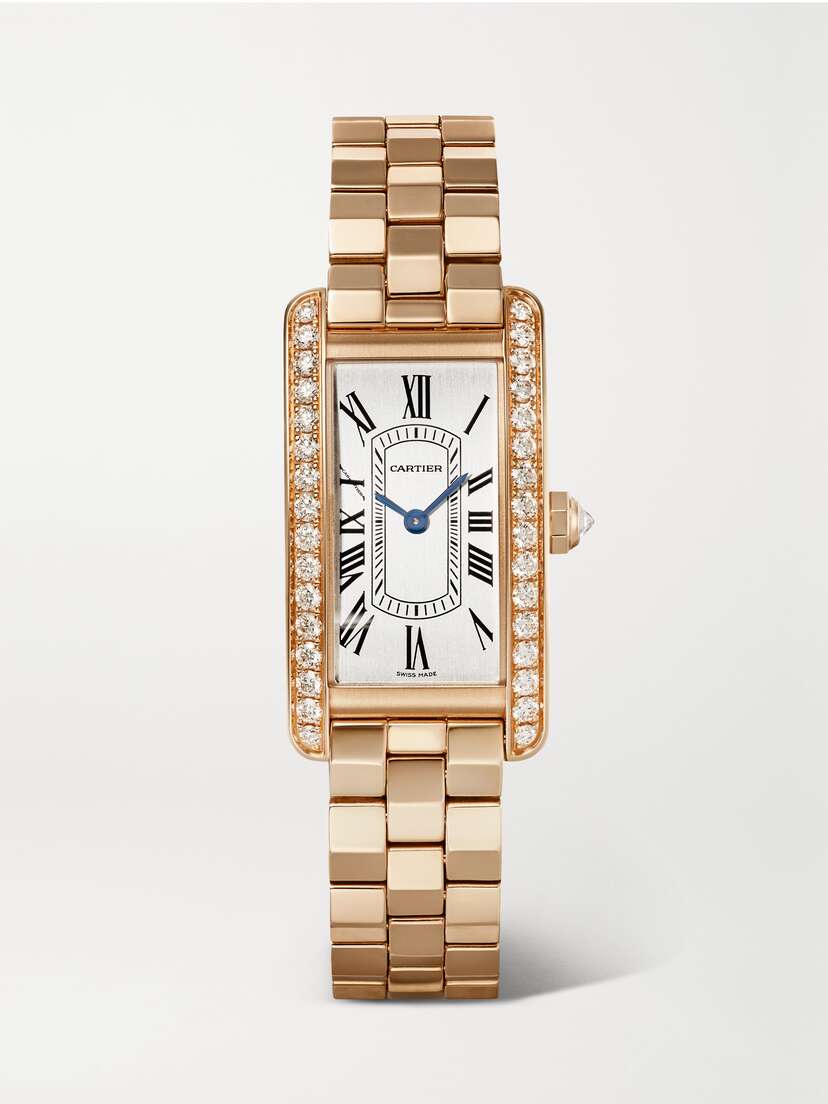Cartier Tank Américaine 35.4mm Small 18-karat Rose Gold Diamond Watch