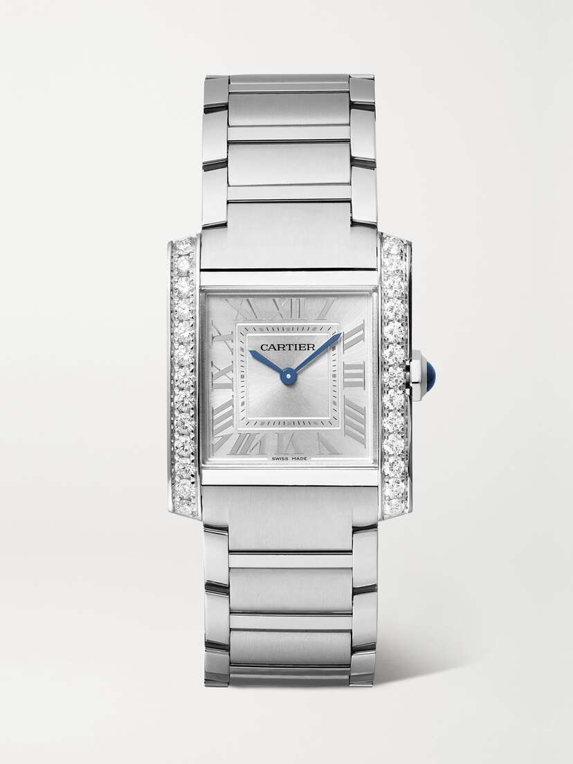 Cartier Tank Française 32mm Medium Stainless Steel And Diamond Watch