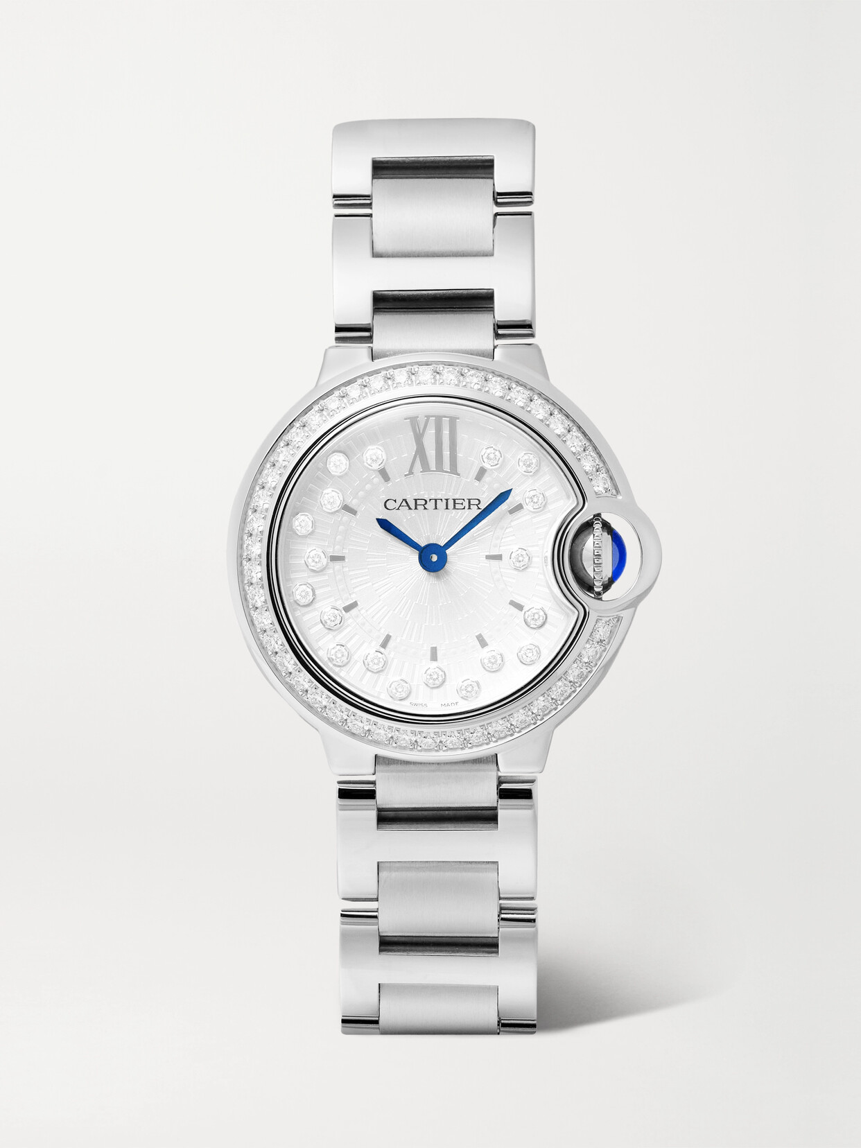 Cartier - Ballon Bleu De Cartier 28mm Stainless Steel And Diamond Watch - White
