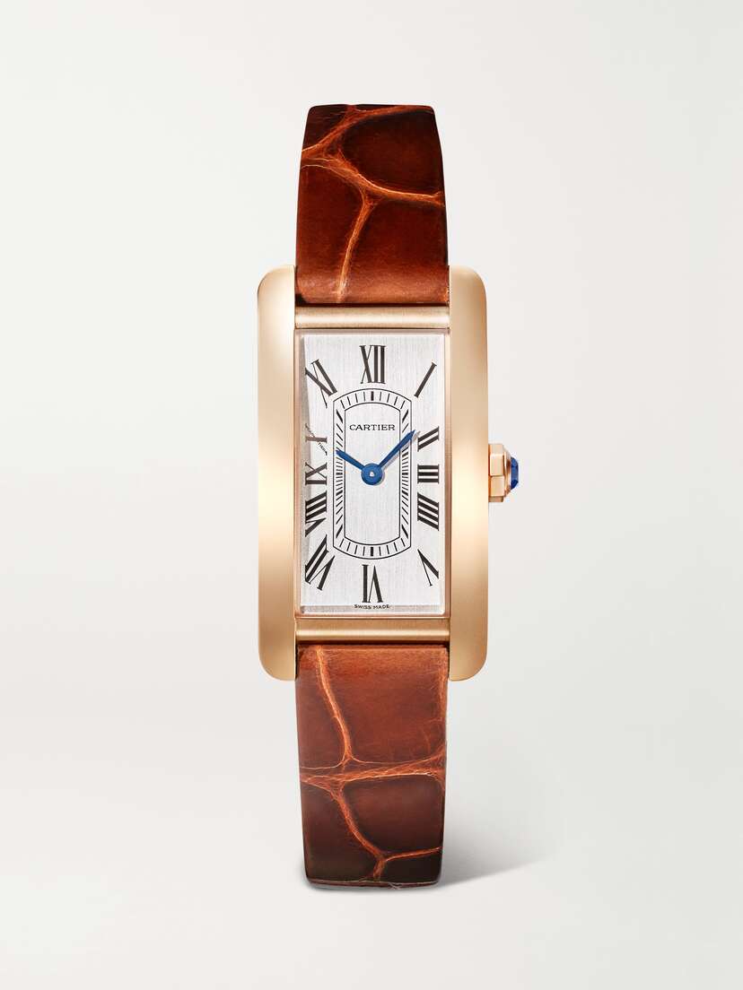 Cartier Tank Américaine 35.4mm Small 18-karat Rose Gold And Alligator Watch