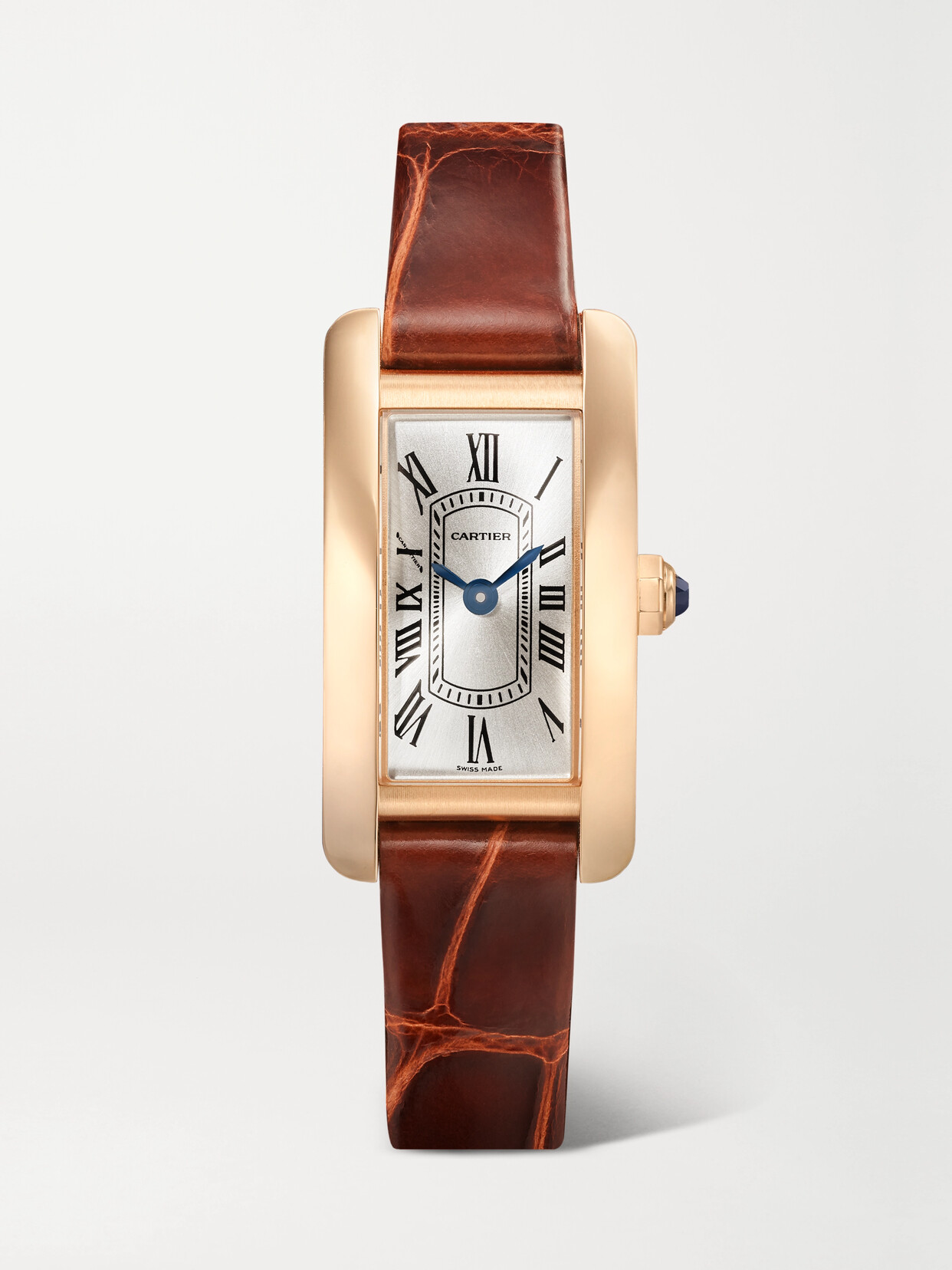 Cartier Tank Américaine 28mm Mini 18-karat Rose Gold Alligator Watch