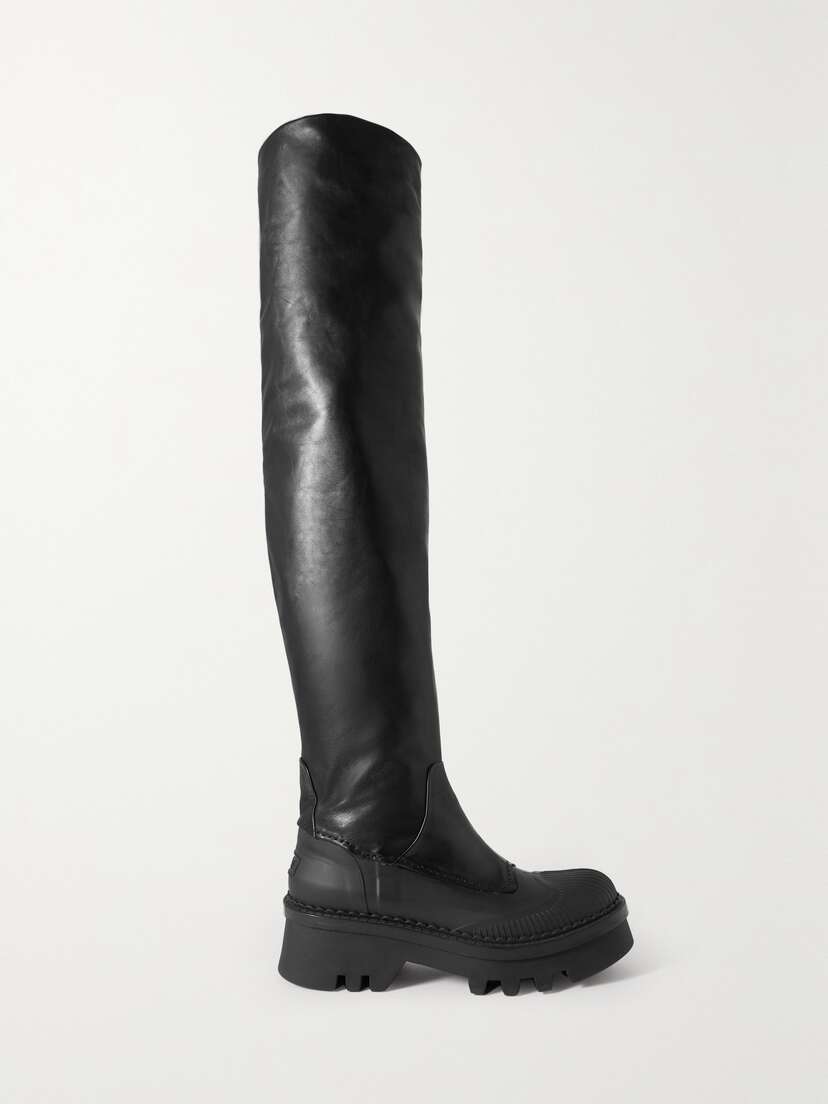 Chloé Raina Tpu-trimmed Leather Platform Knee Boots
