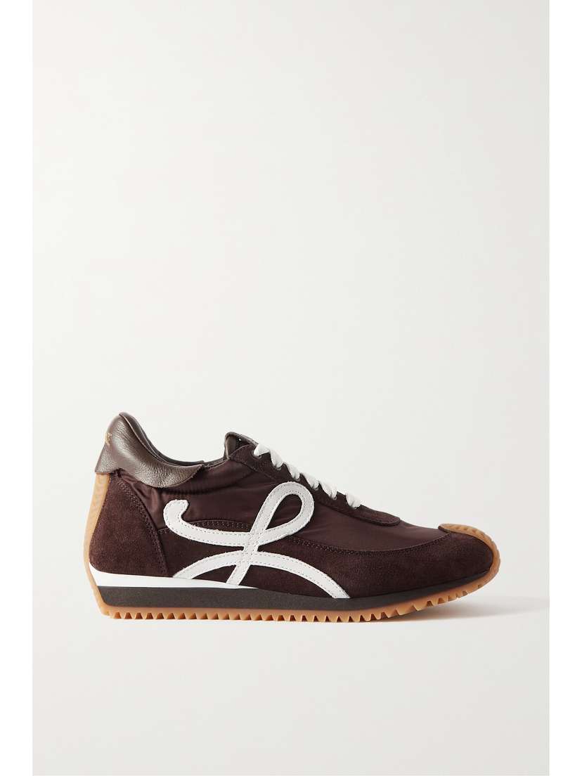 Loewe Flow Logo-appliquéd Shell, Suede And Leather Sneakers