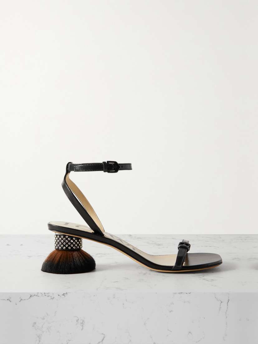 Loewe Petal Brush Crystal-embellished Leather Sandals