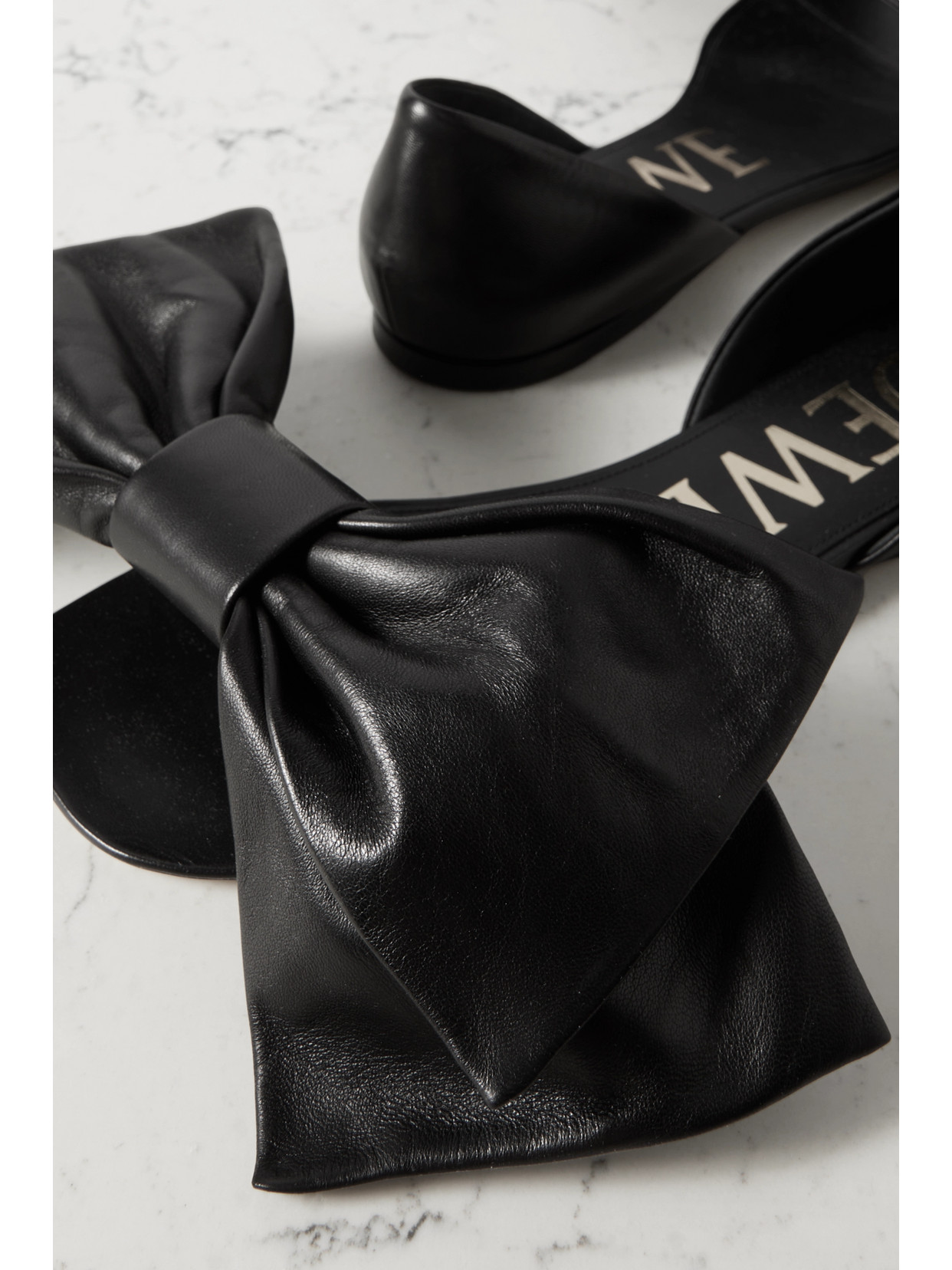 Shop Loewe Toy Bow-detailed Leather Slides In Black