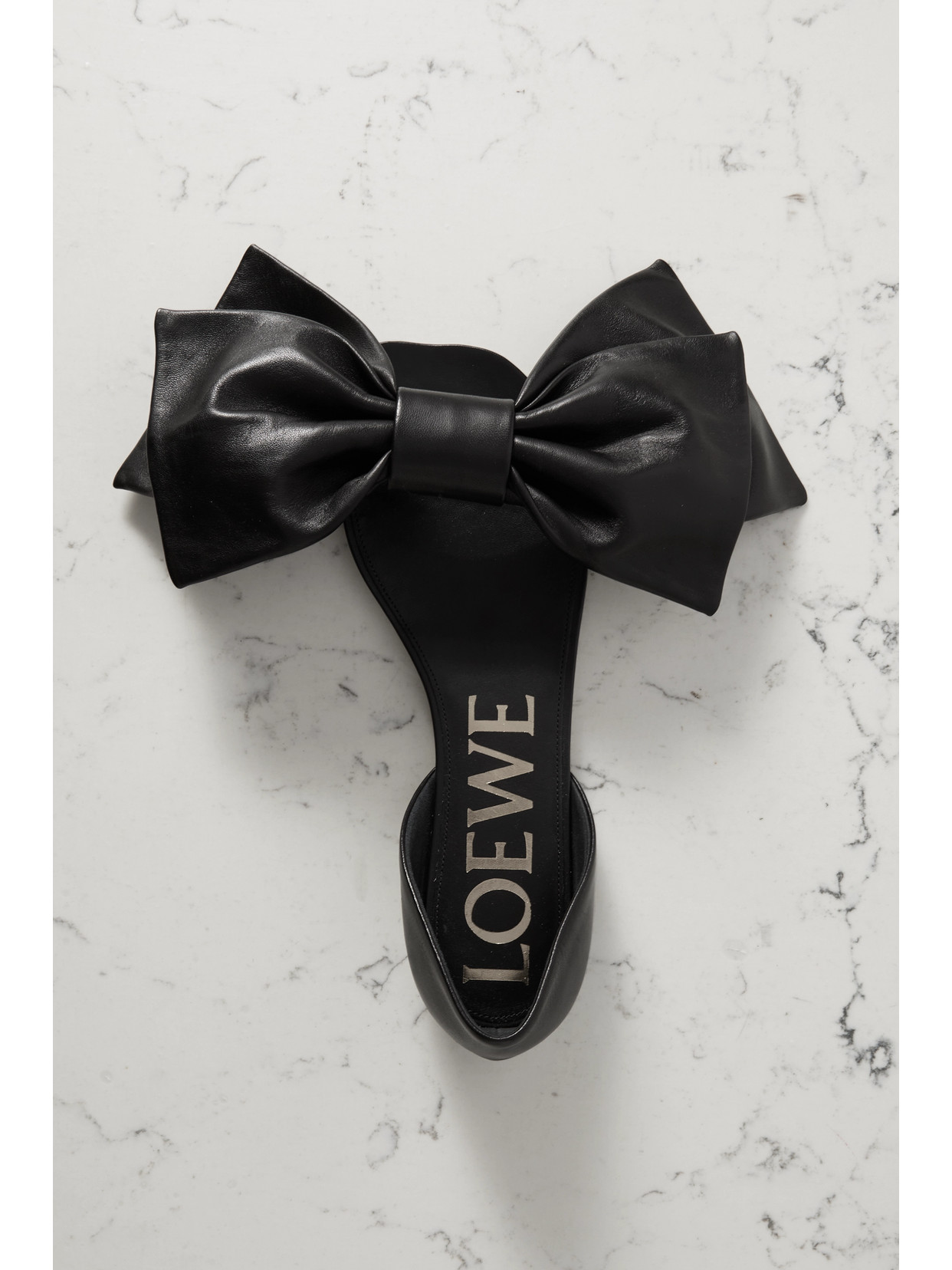 Shop Loewe Toy Bow-detailed Leather Slides In Black