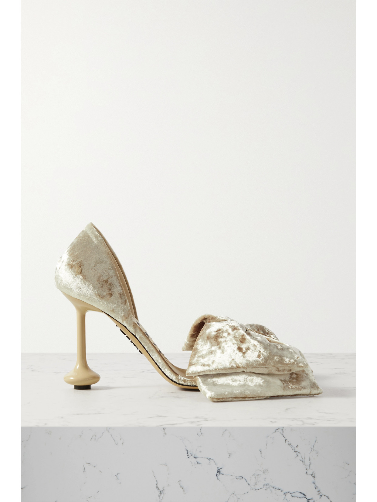Loewe - Toy Bow-detailed Crushed-velvet Sandals - Neutrals