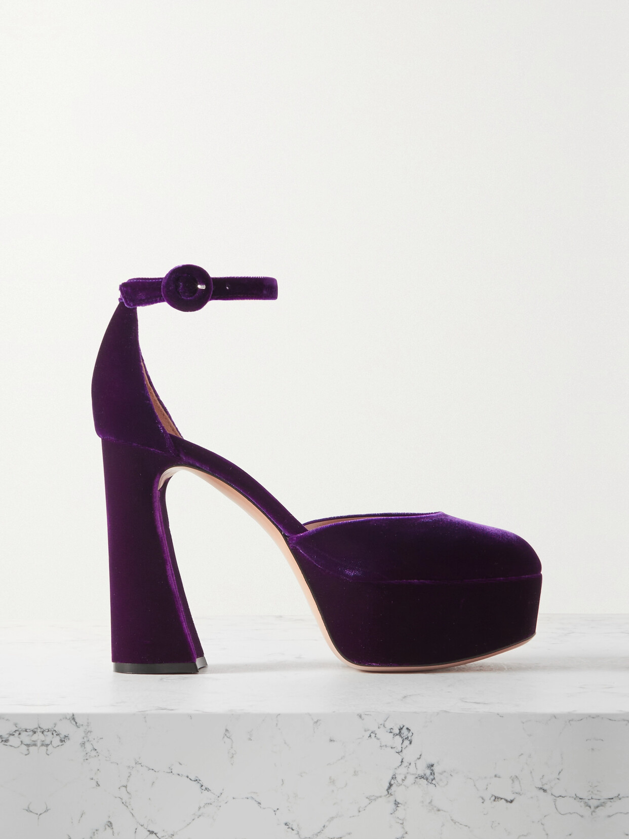 Gianvito Rossi Holly D'orsay 120 Velvet Platform Pumps In Purple