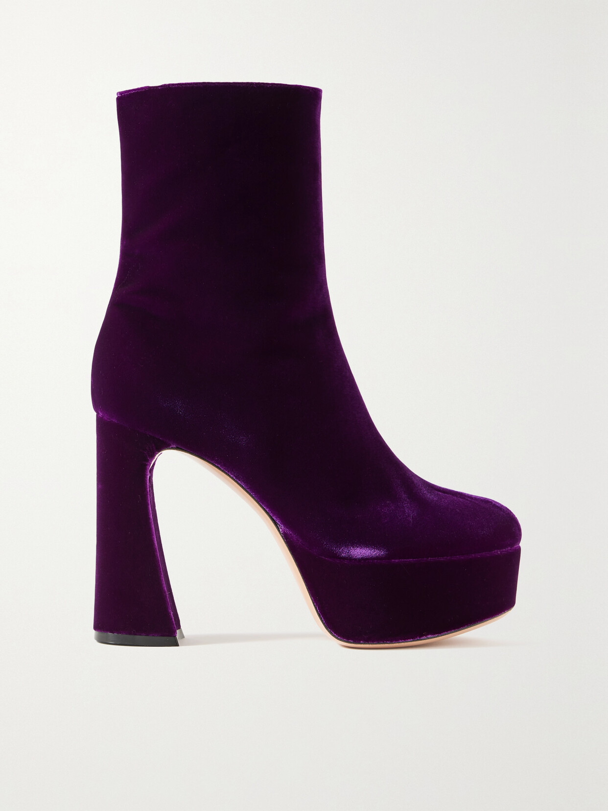 Gianvito Rossi 70 Velvet Platform Ankle Boots - Purple