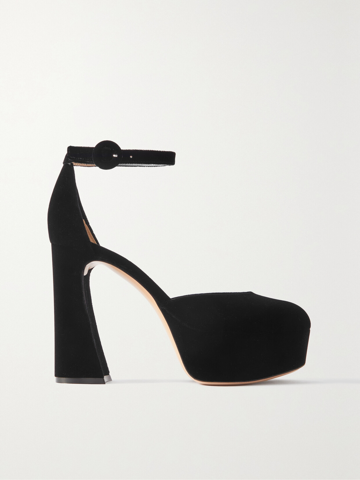 Gianvito Rossi - Holly D'orsay 120 Velvet Platform Pumps - Black