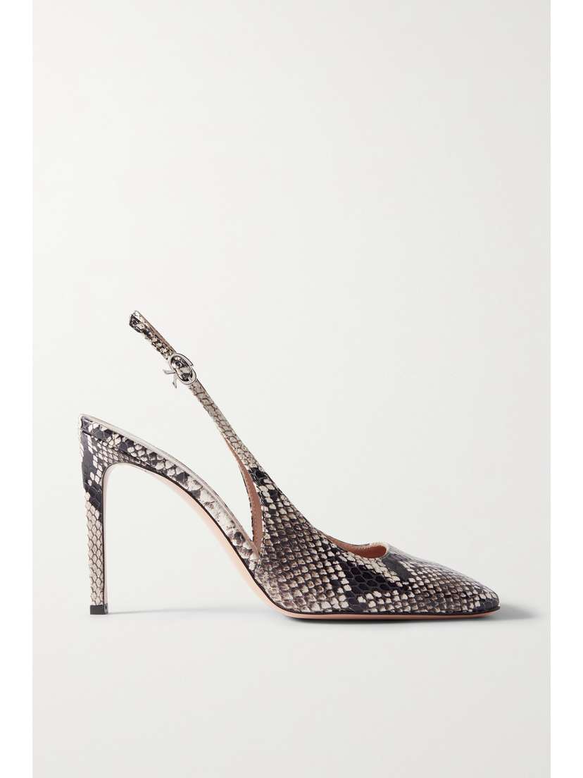 Gianvito Rossi Borneo 100 Snake-effect Leather Slingback Pumps