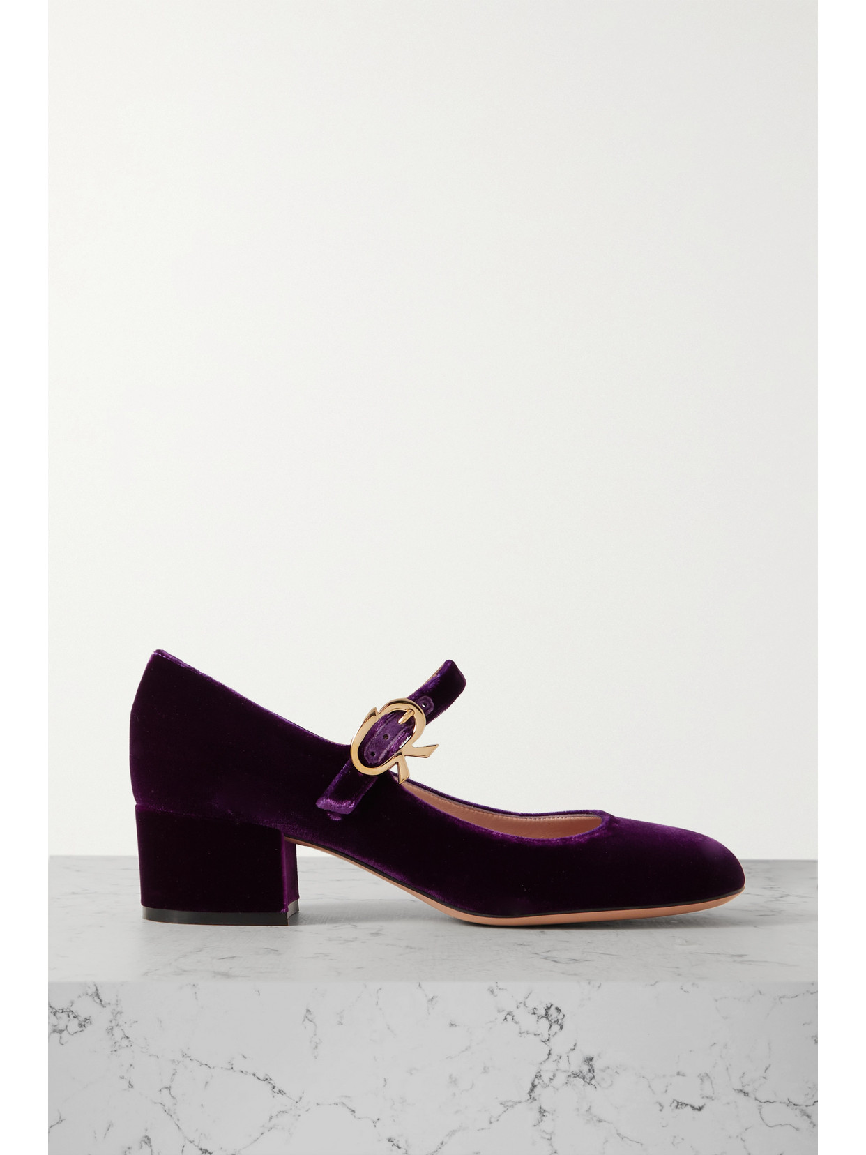 Shop Gianvito Rossi Mary Ribbon 45 Velvet Pumps In Purple