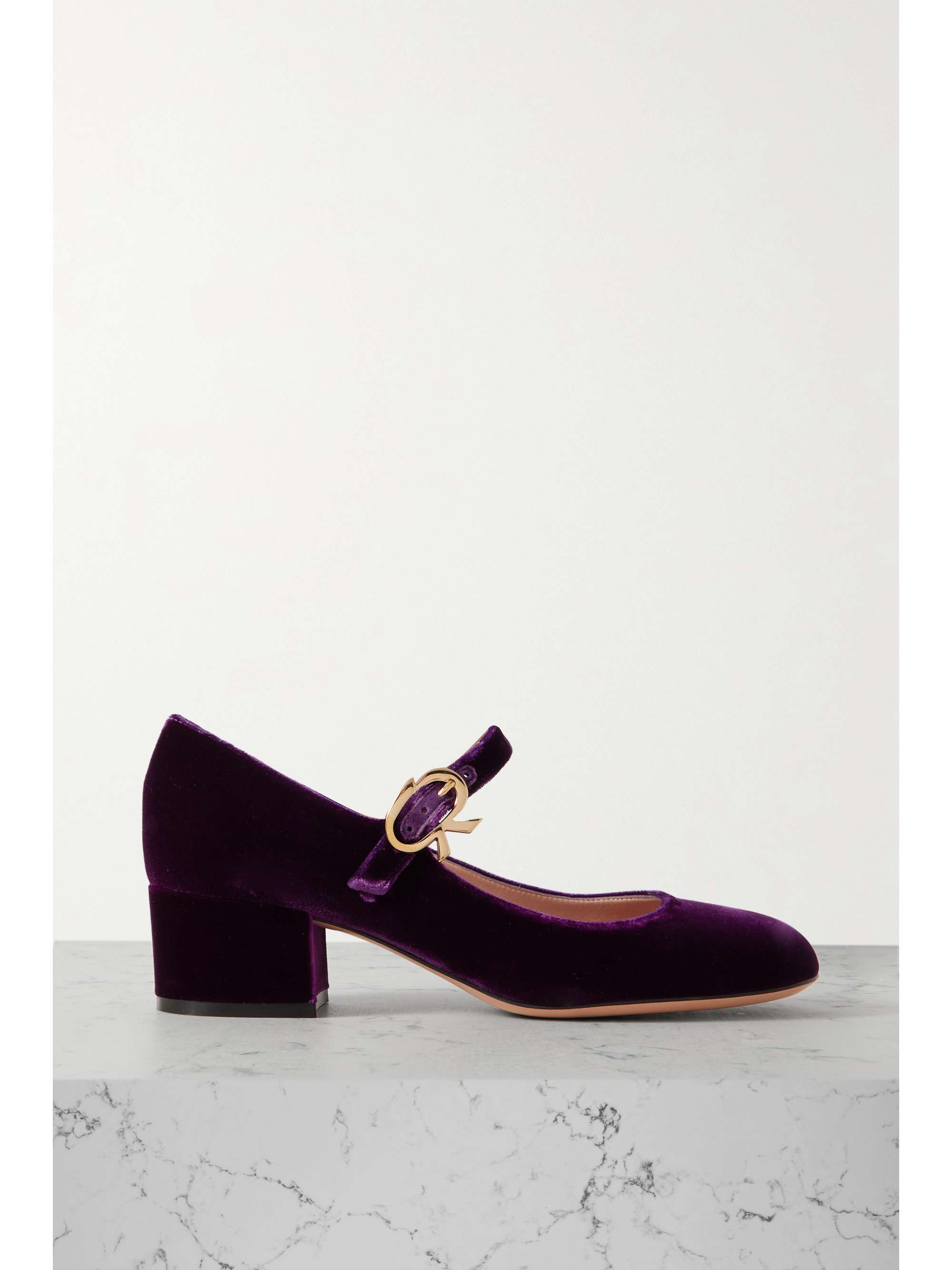 GIANVITO ROSSI Mary Ribbon 45 velvet pumps | NET-A-PORTER