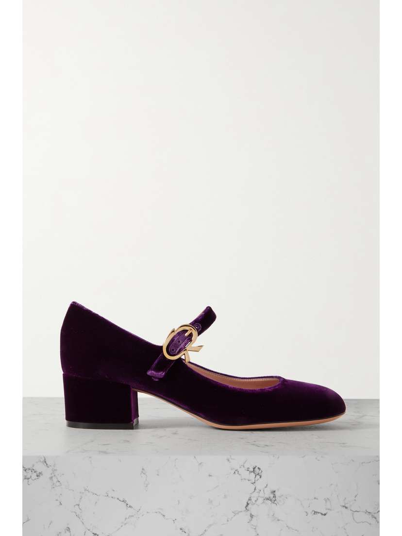 Gianvito Rossi Mary Ribbon 45 Velvet Pumps