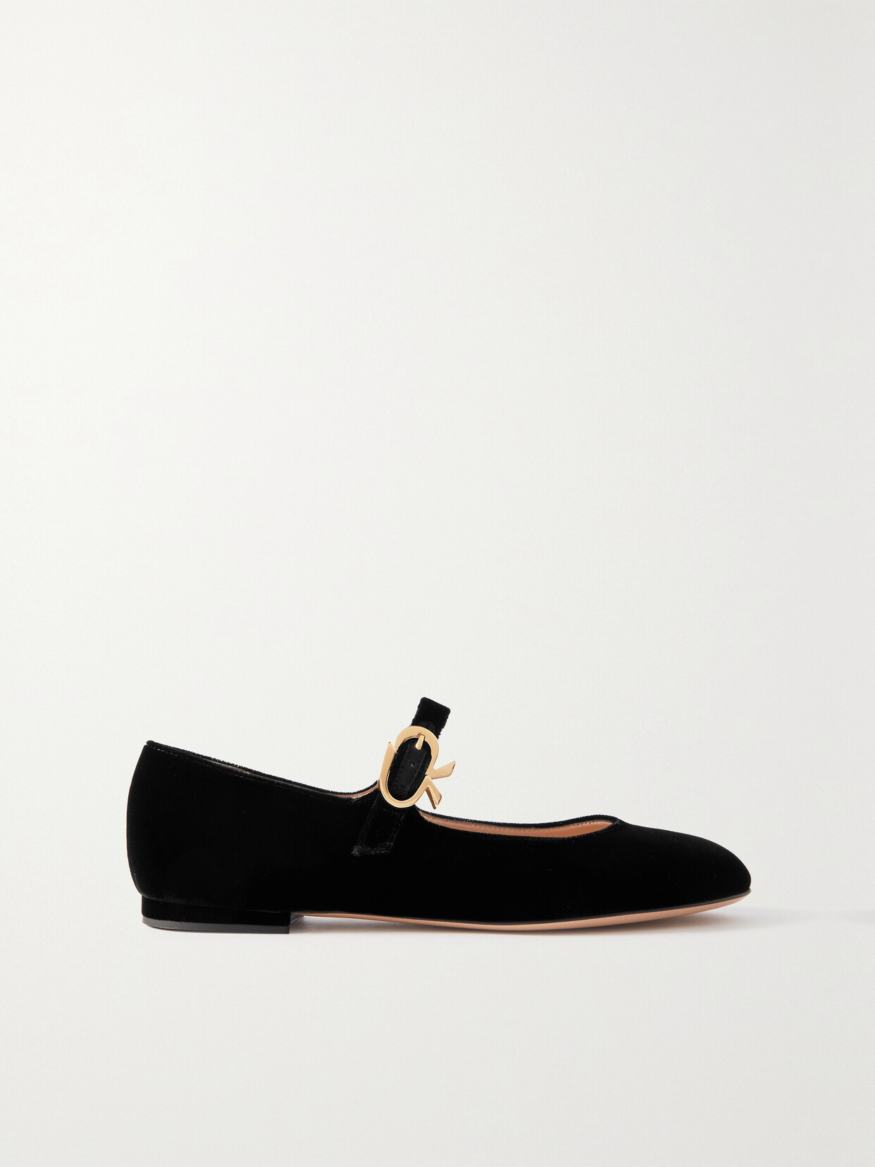 Gianvito Rossi Velvet Mary Jane Flats - Black