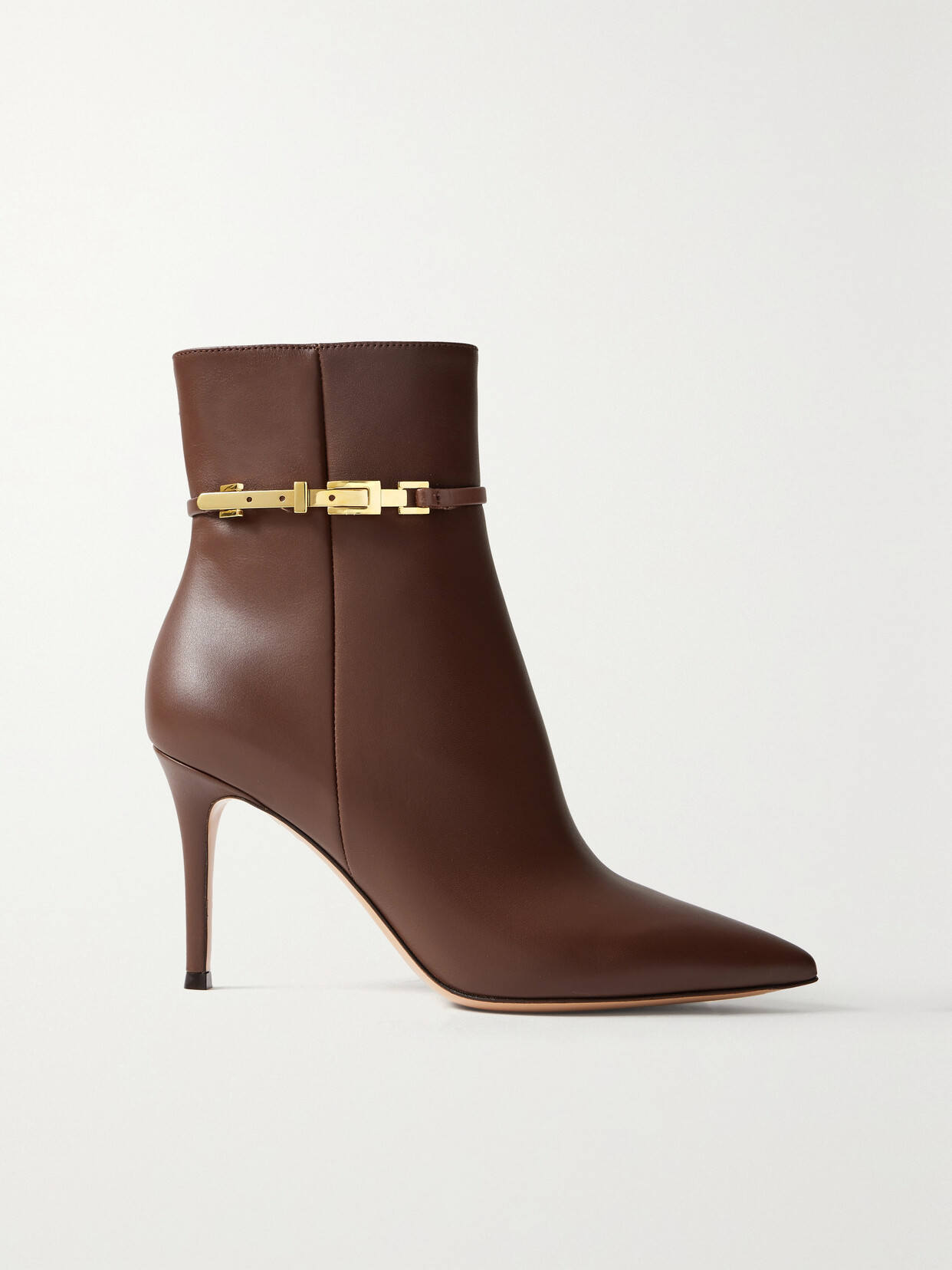 Gianvito Rossi Vitello Glove 85 Embellished Leather Ankle Boots In Brown