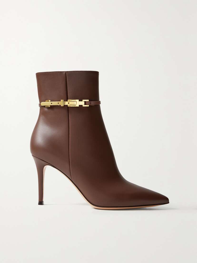 Gianvito Rossi Vitello Glove 85 Embellished Leather Ankle Boots