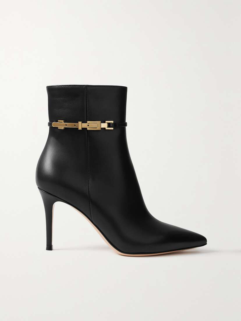 Gianvito Rossi Vitello Glove 85 Embellished Leather Ankle Boots