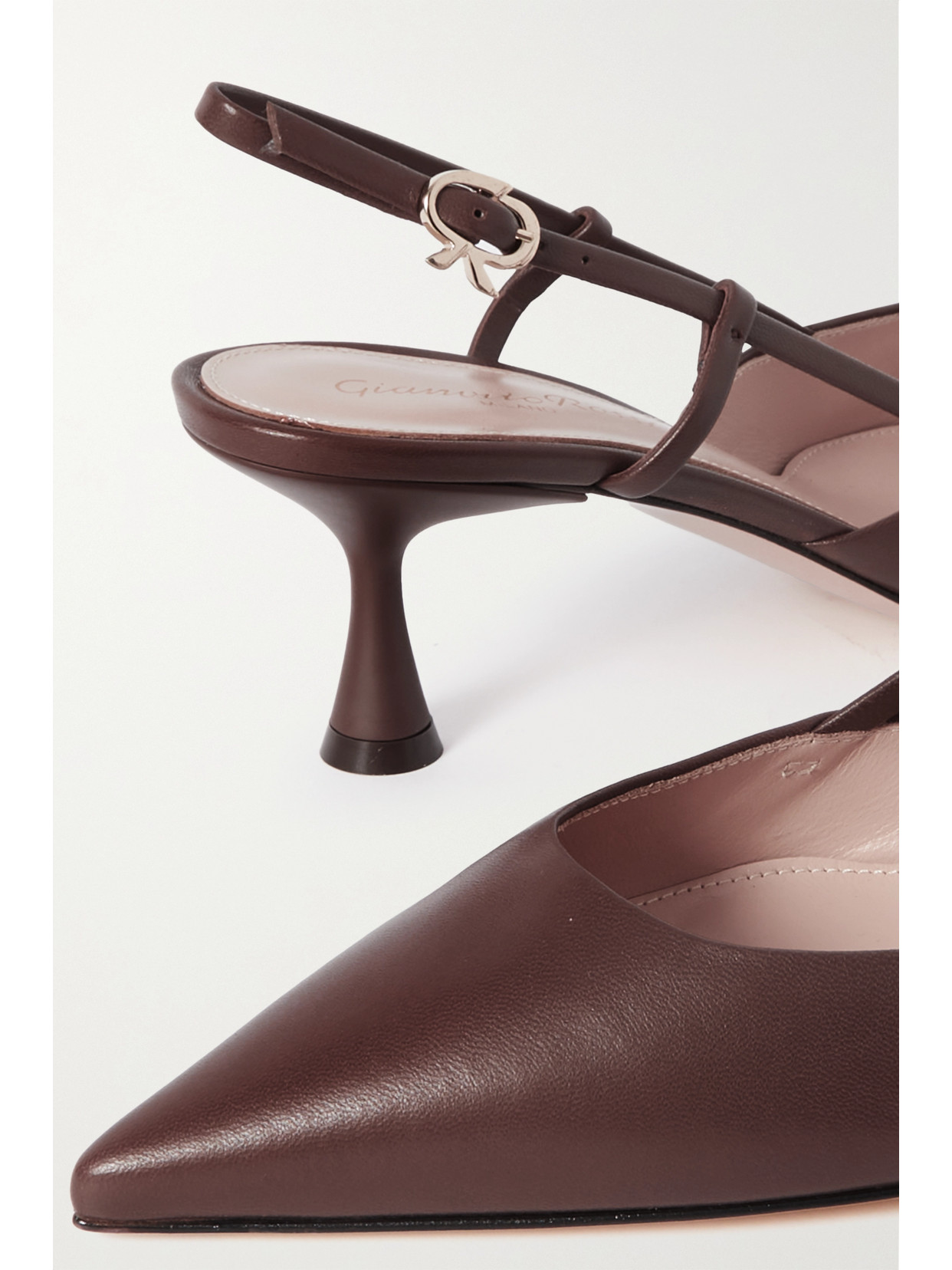 Gianvito Rossi Ascent 55 Leather Slingback Pumps In Brown