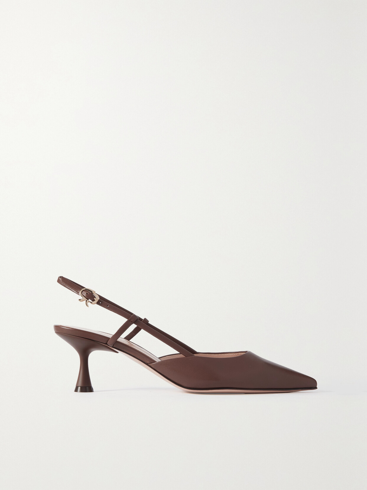 Gianvito Rossi Ascent 55 Leather Slingback Pumps In Brown