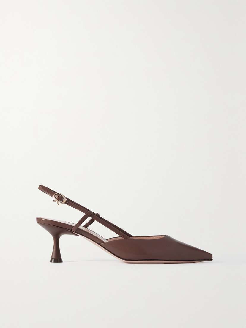 Gianvito Rossi Ascent 55 Leather Slingback Pumps