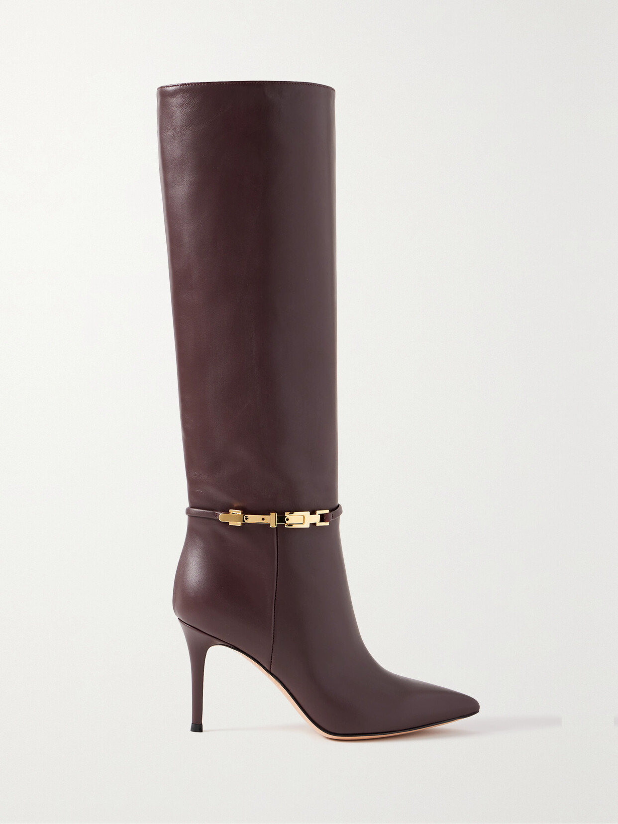 Gianvito Rossi Glove 85 Embellished Leather Knee Boots In Burgundy