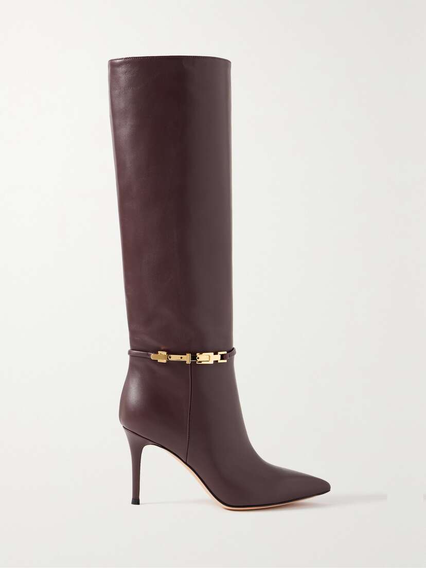 Gianvito Rossi Glove 85 Embellished Leather Knee Boots