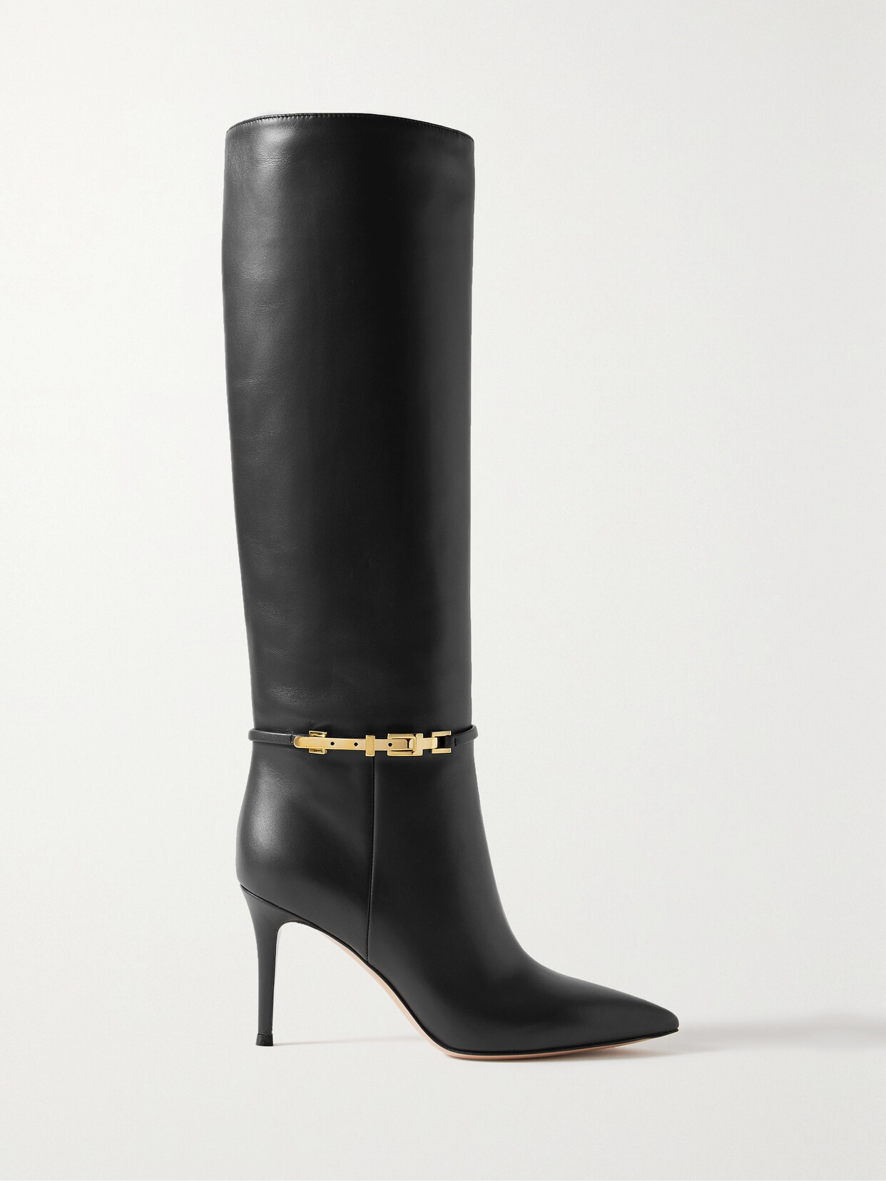 Gianvito Rossi Glove 85 Embellished Leather Knee Boots In Black