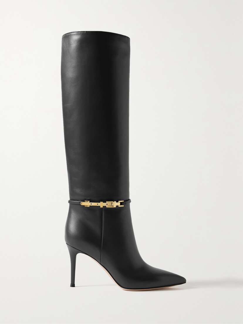 Gianvito Rossi Glove 85 Embellished Leather Knee Boots