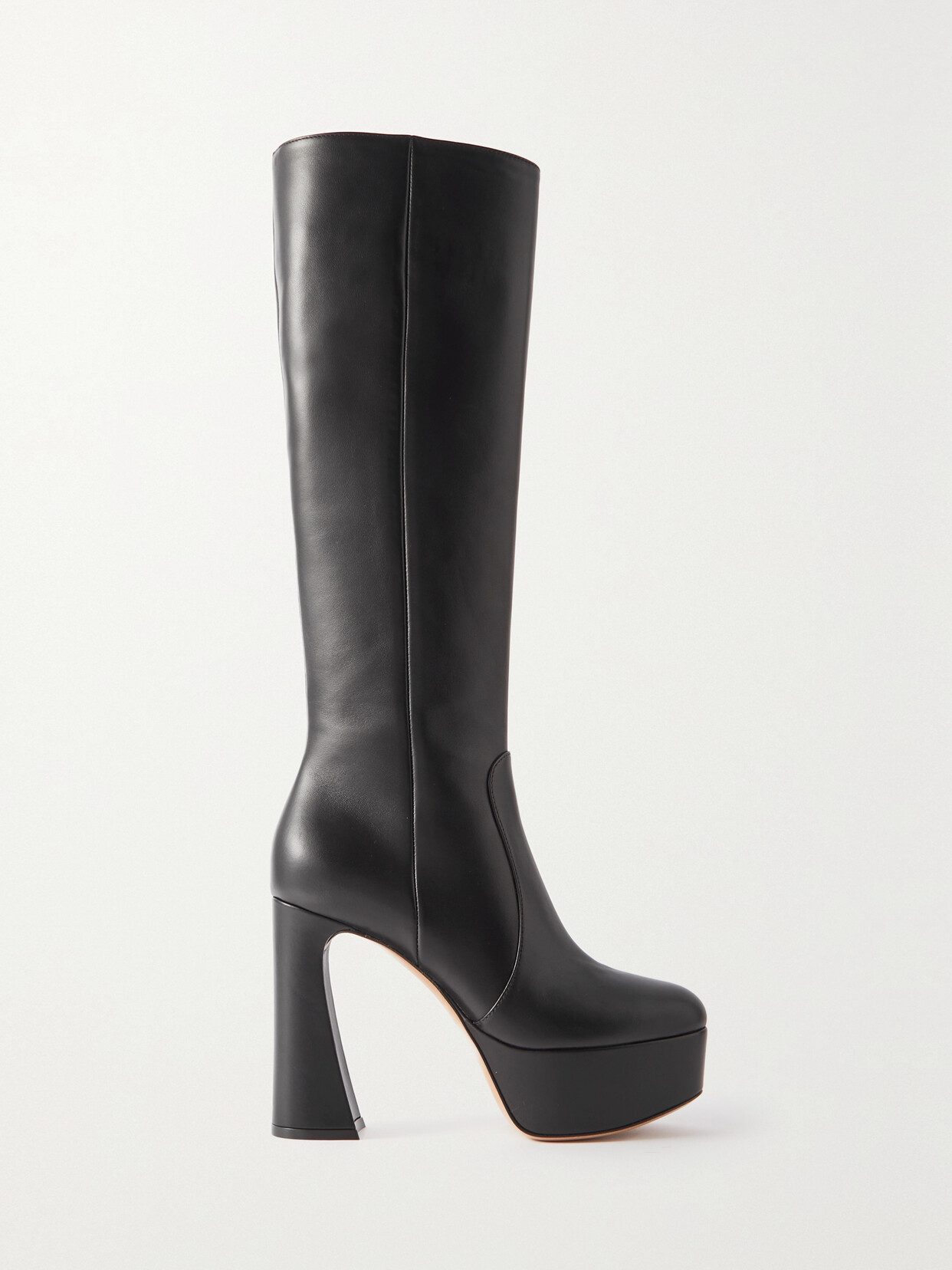 Gianvito Rossi 120 Leather Platform Knee Boots - Black