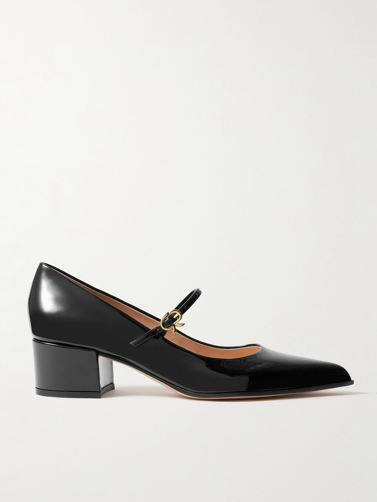 Shop Gianvito Rossi Vernice 45 Patent-leather Mary Jane Point-toe Pumps In Black