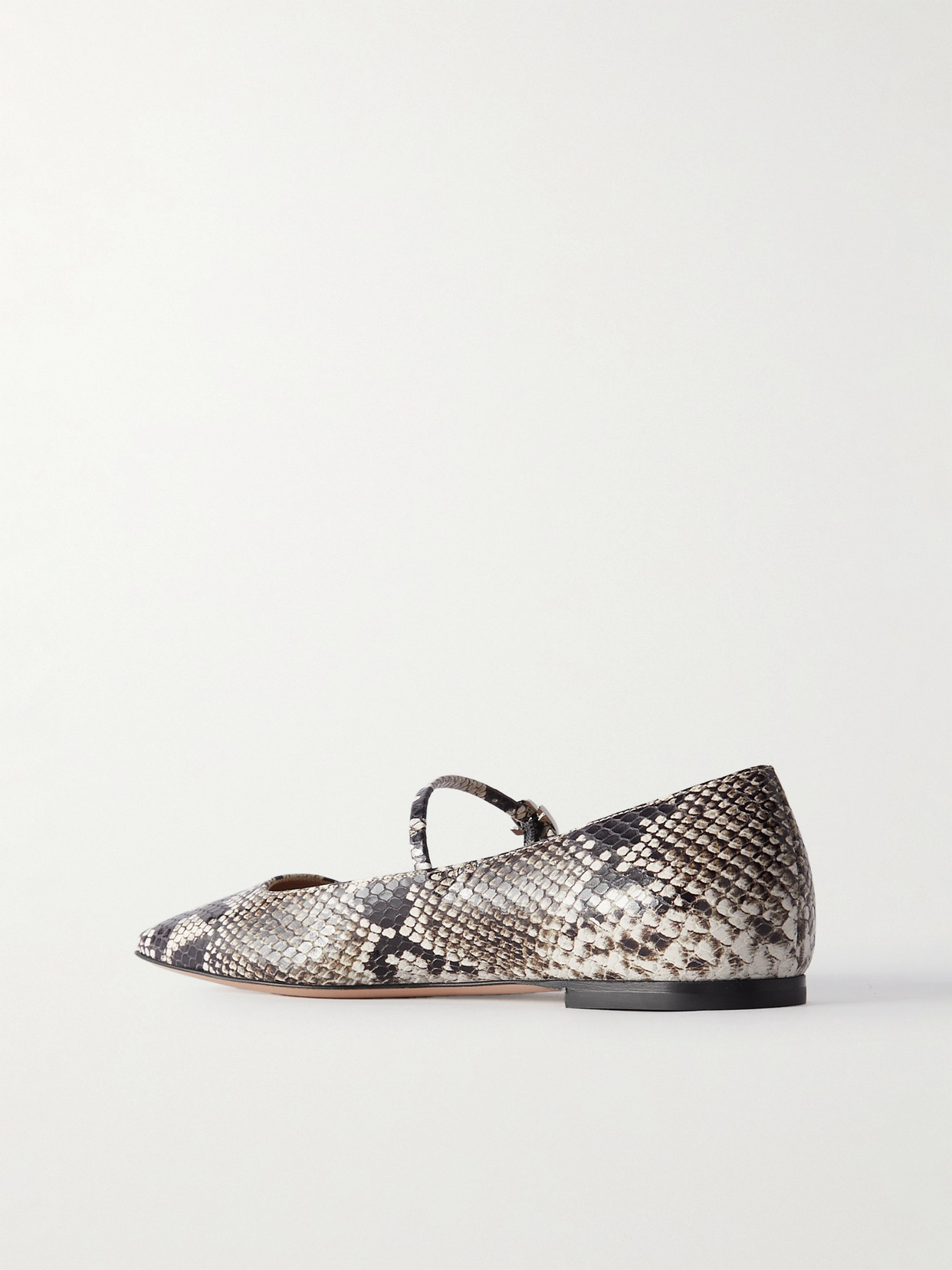 Shop Gianvito Rossi Borneo Snake-effect Leather Mary Jane Flats In Animal Print