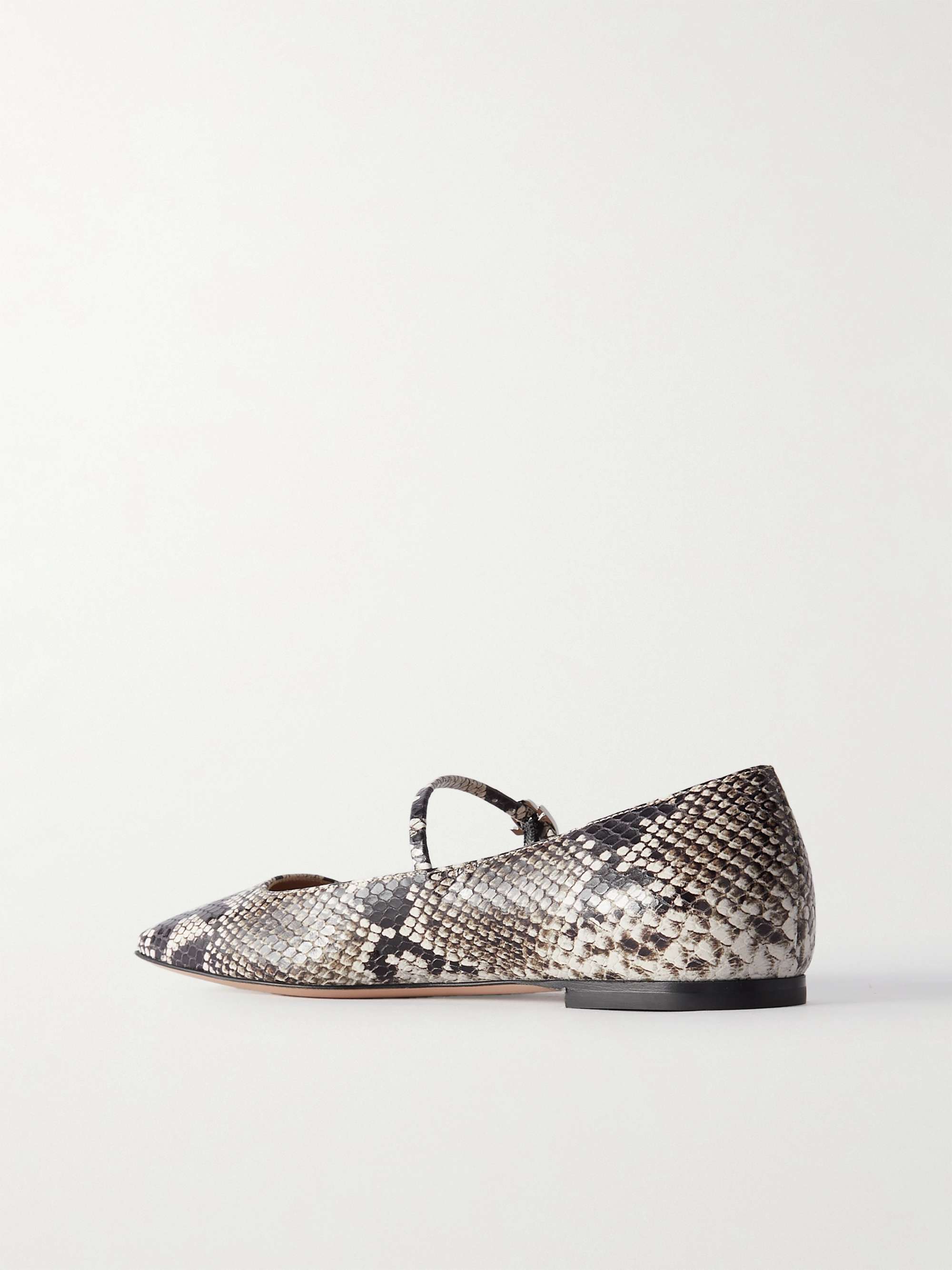 GIANVITO ROSSI Borneo snake-effect leather Mary Jane flats | NET-A-PORTER