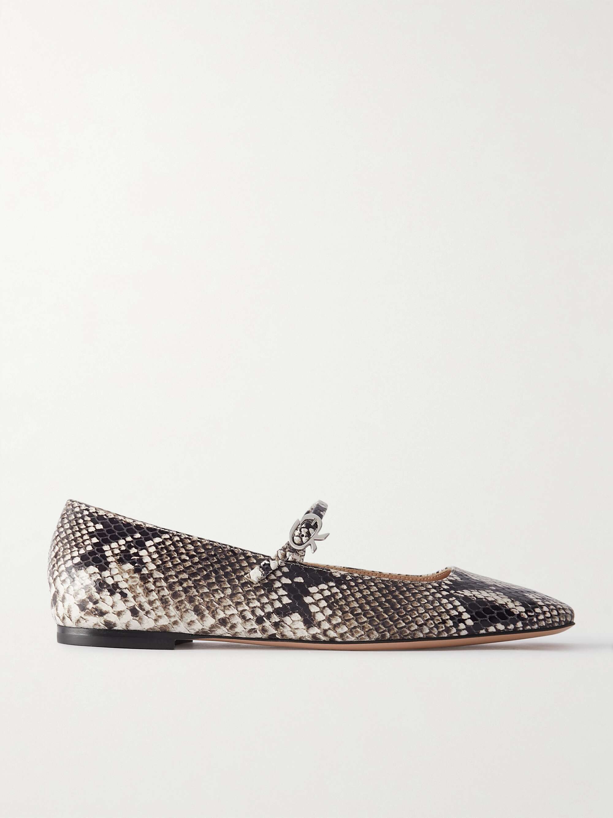 GIANVITO ROSSI Borneo snake-effect leather Mary Jane flats | NET-A-PORTER