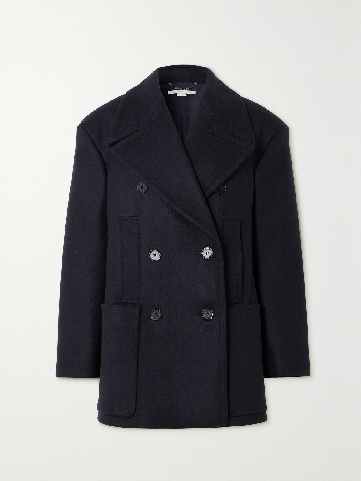 Stella Mccartney + Net Sustain Double-breasted Wool Jacket In Blue