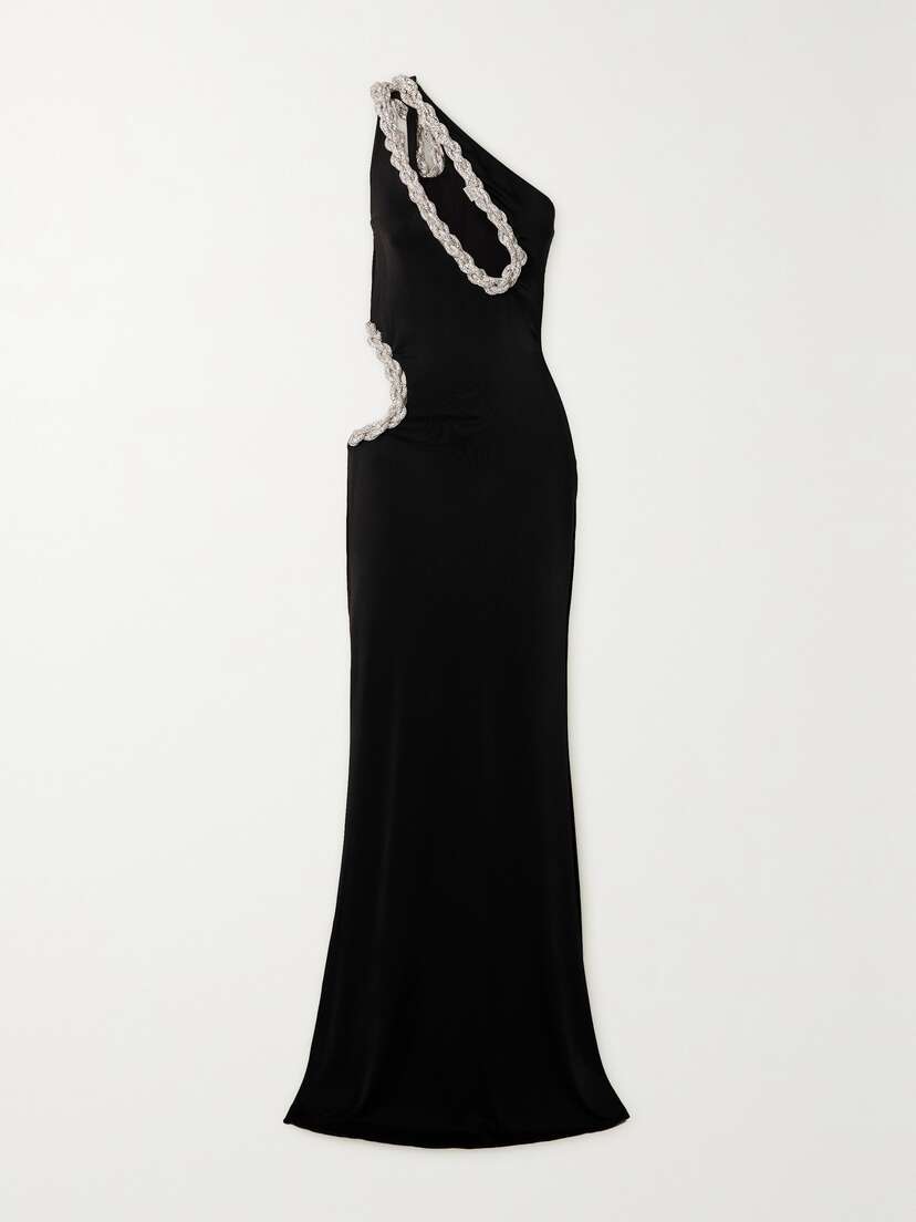 Stella McCartney + Net Sustain One-shoulder Cutout Embellished Stretch-crepe Gown