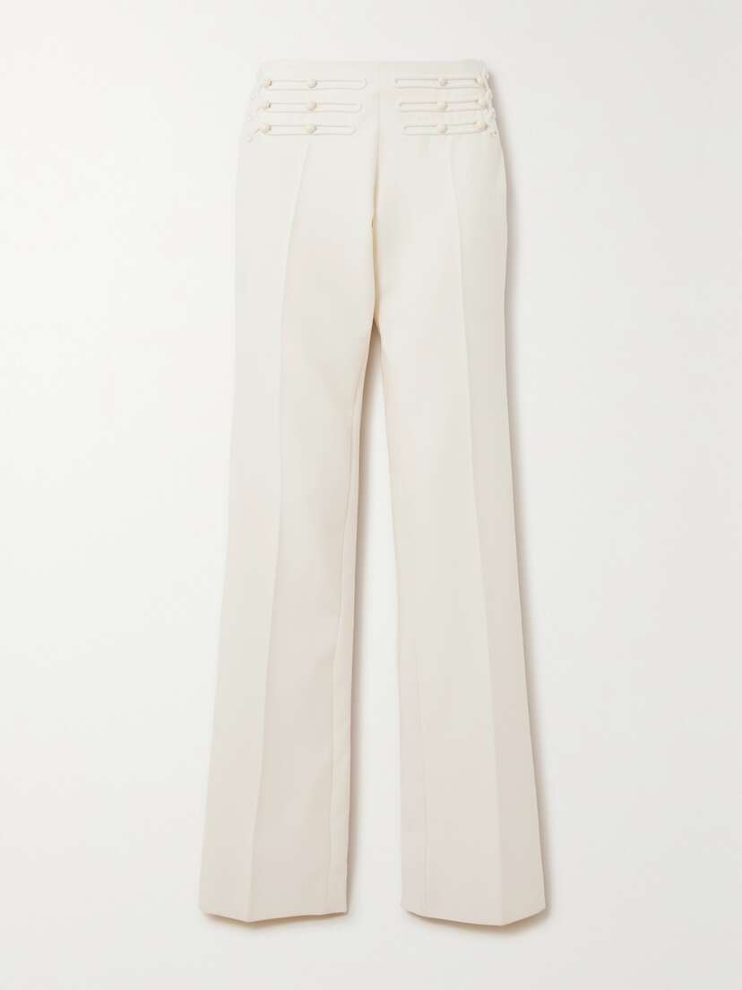 Stella McCartney + Net Sustain Embroidered Button-embellished Grain Du Poudre Wool Bootcut Pants