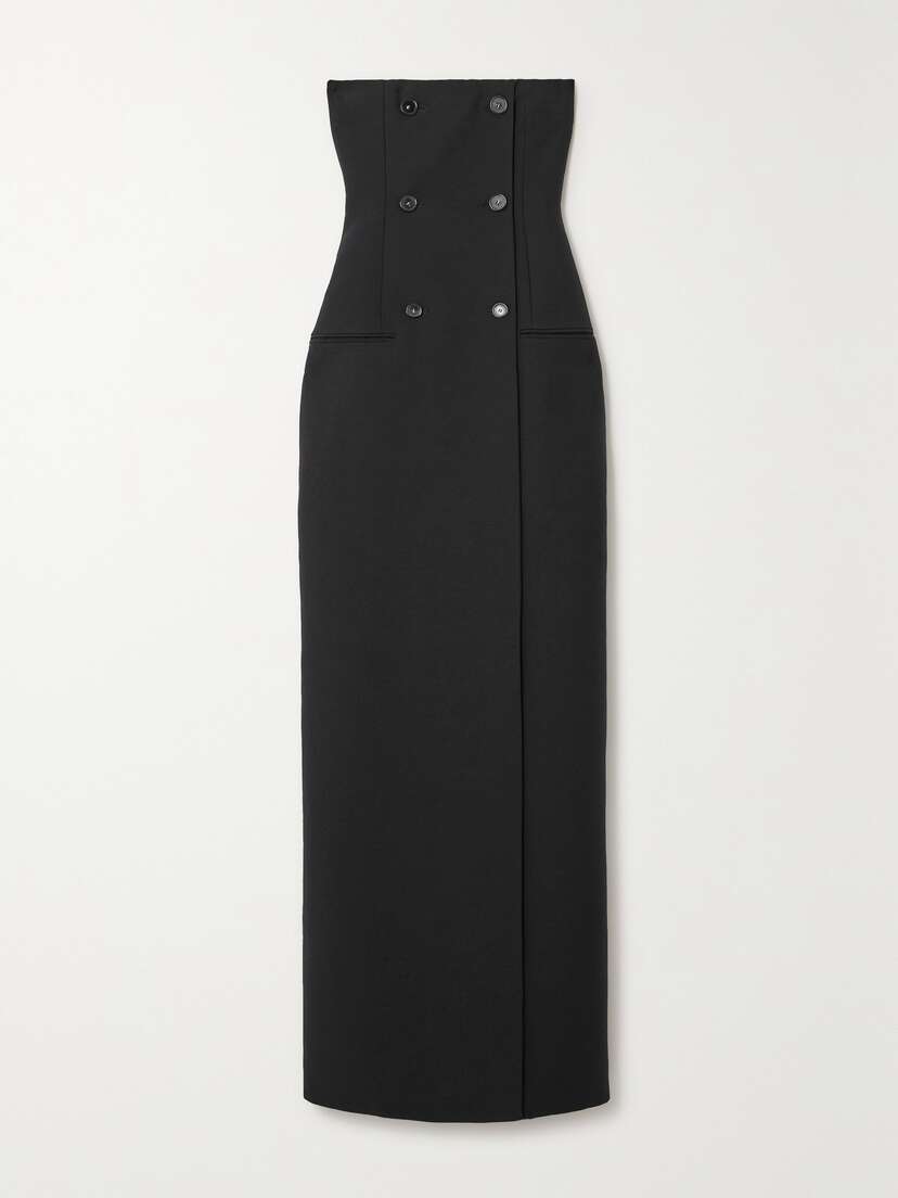 Stella McCartney + Net Sustain Strapless Double-breasted Wool Maxi Dress