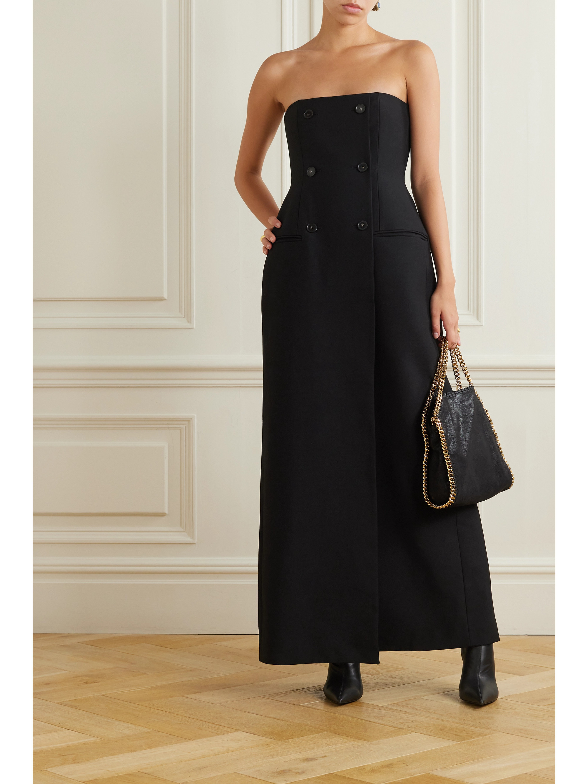 Stella McCartney + NET SUSTAIN strapless double-breasted wool maxi dress
