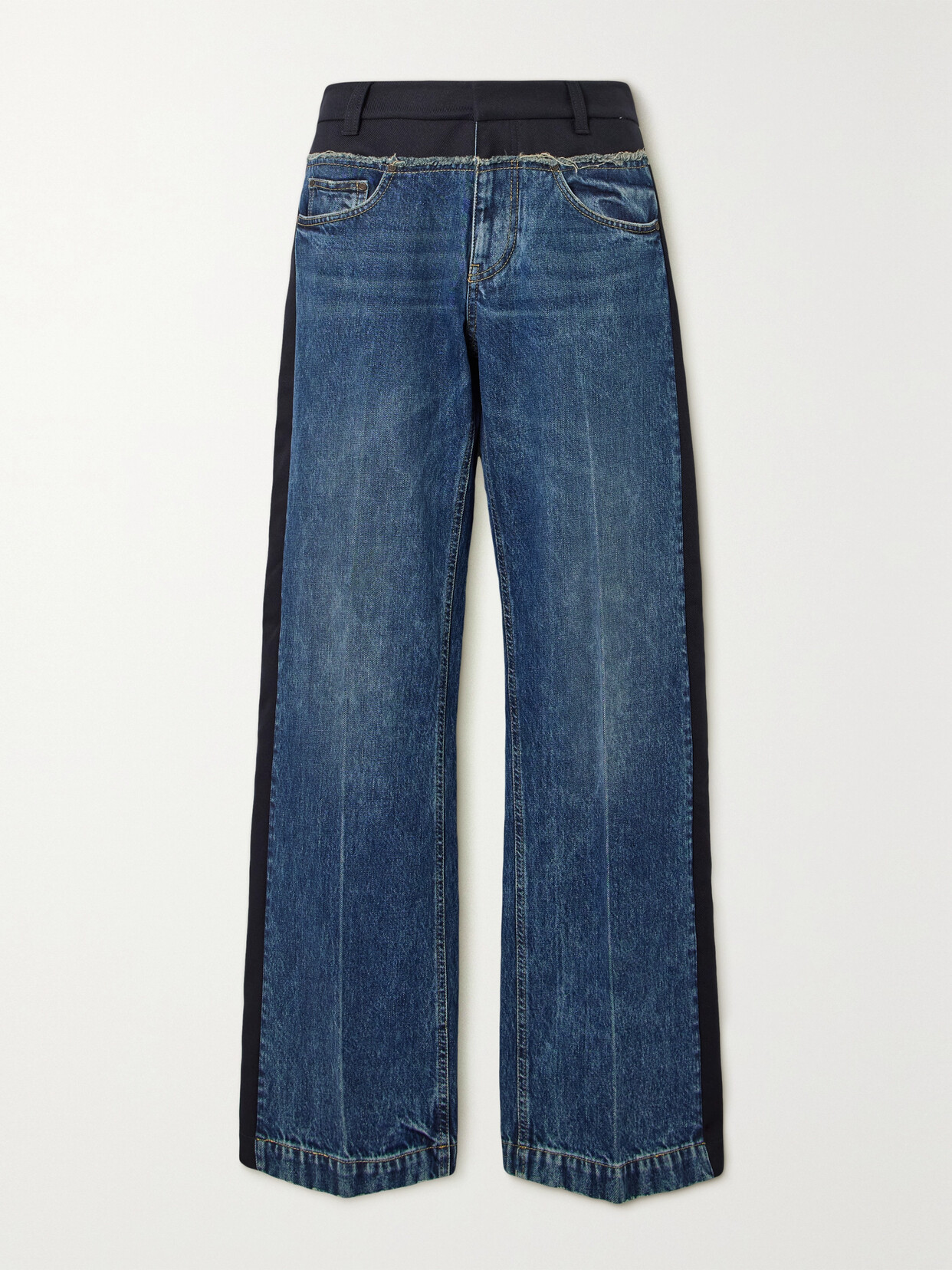 Stella McCartney - + Net Sustain Wool Twill-trimmed Mid-rise Wide-leg Jeans - Blue