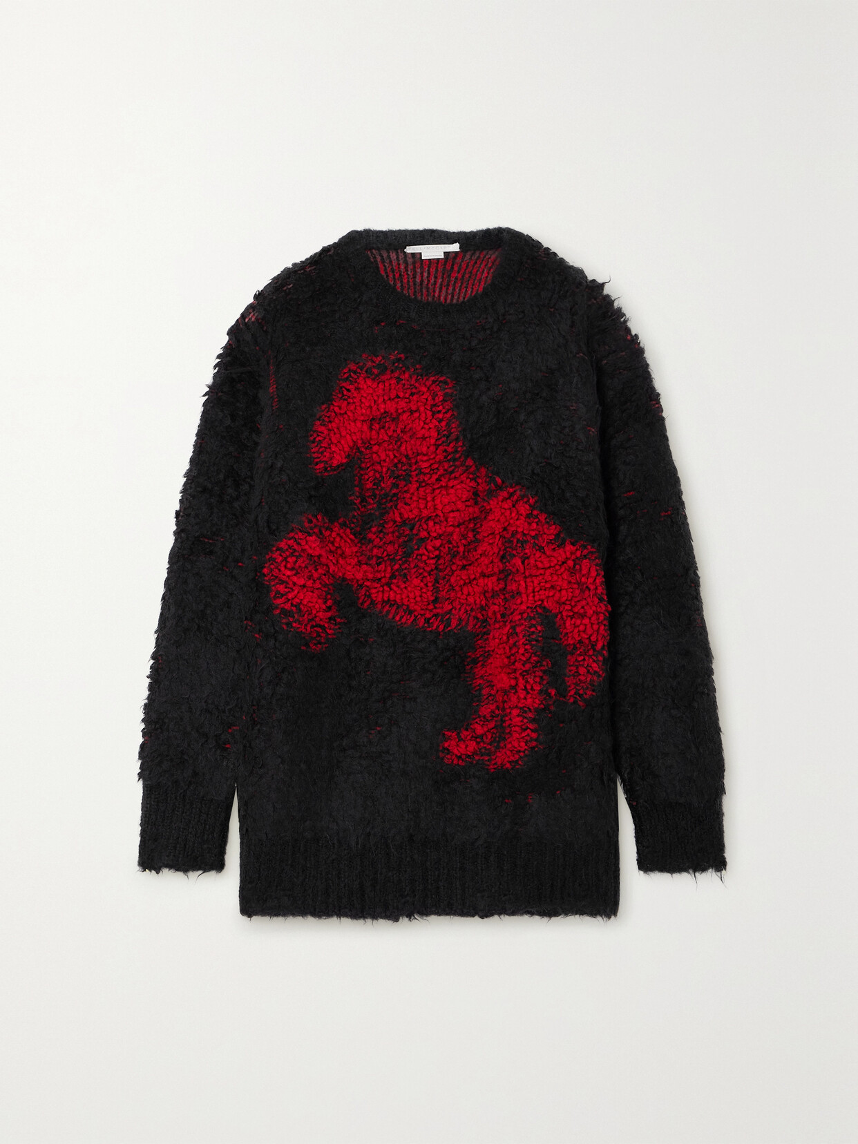 Shop Stella Mccartney + Net Sustain Oversized Jacquard-knit Alpaca-blend Sweater In Black