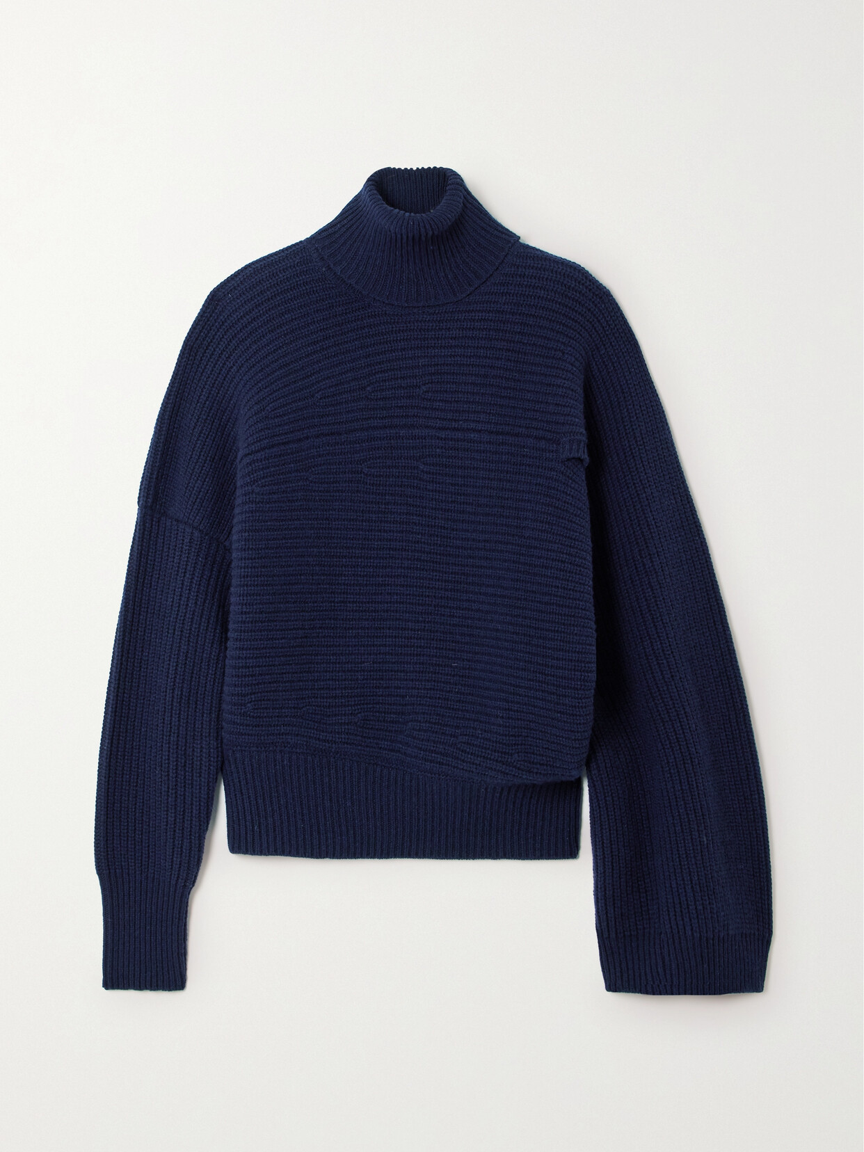 Stella McCartney - + Net Sustain Cape-effect Ribbed Recycled Cashmere And Wool-blend Turtleneck Sweater - Blue