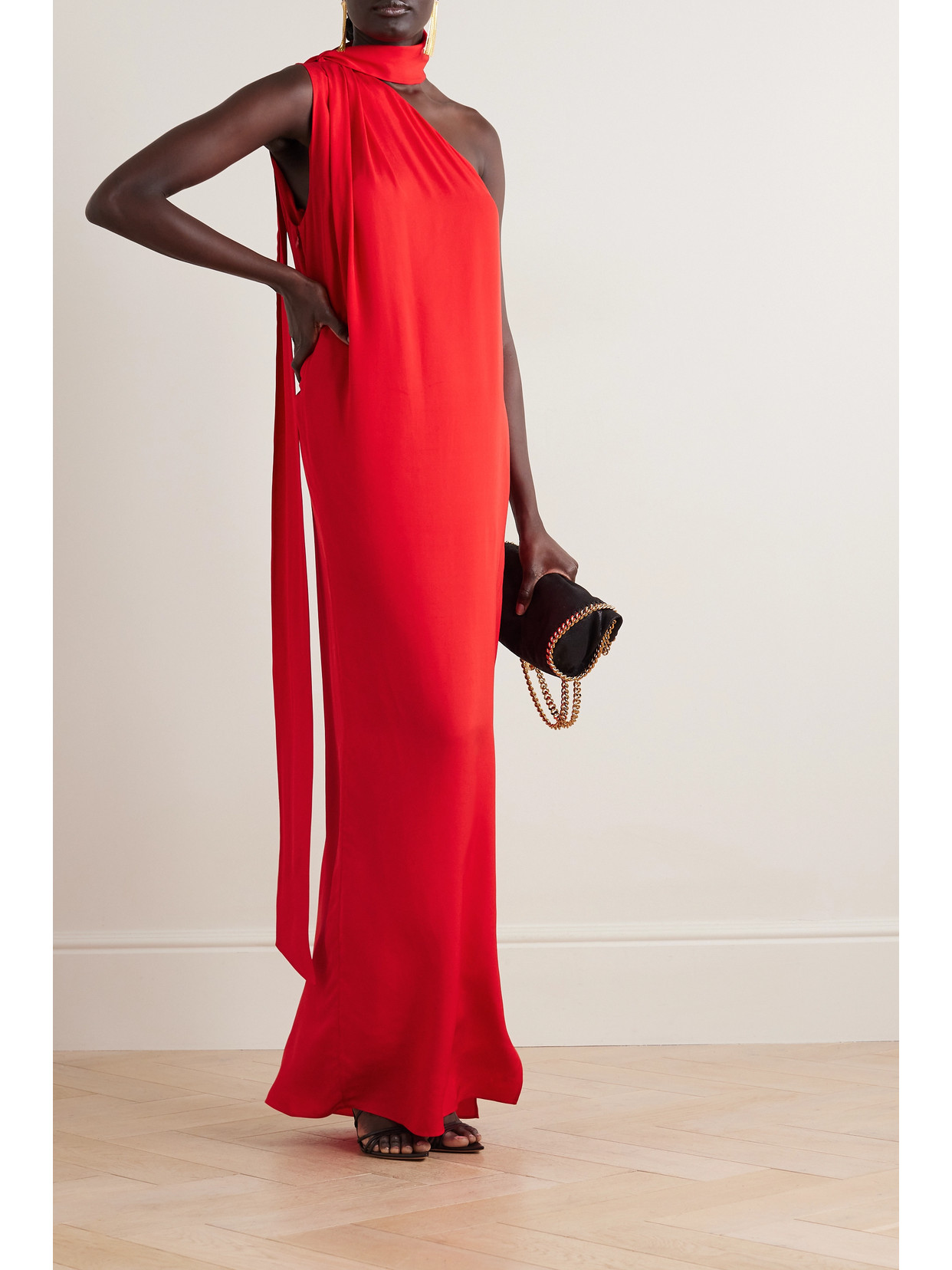 Shop Stella Mccartney + Net Sustain One-shoulder Satin Gown In Red