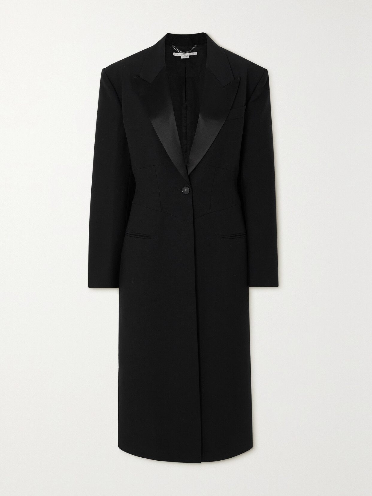 Stella McCartney - + Net Sustain Satin-trimmed Wool Coat - Black