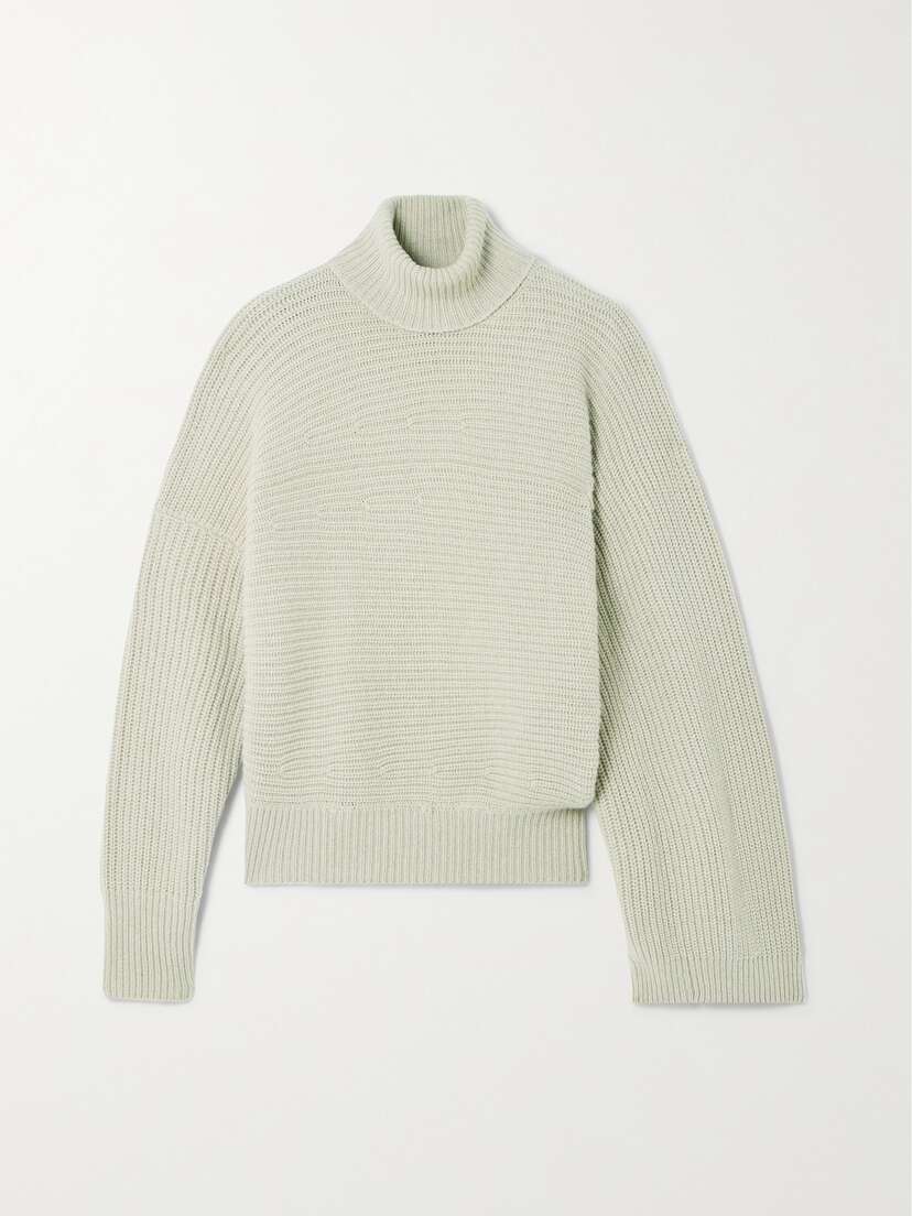 Stella McCartney + Net Sustain Cape-effect Ribbed Recycled Cashmere And Wool-blend Turtleneck Sweater -  - x large